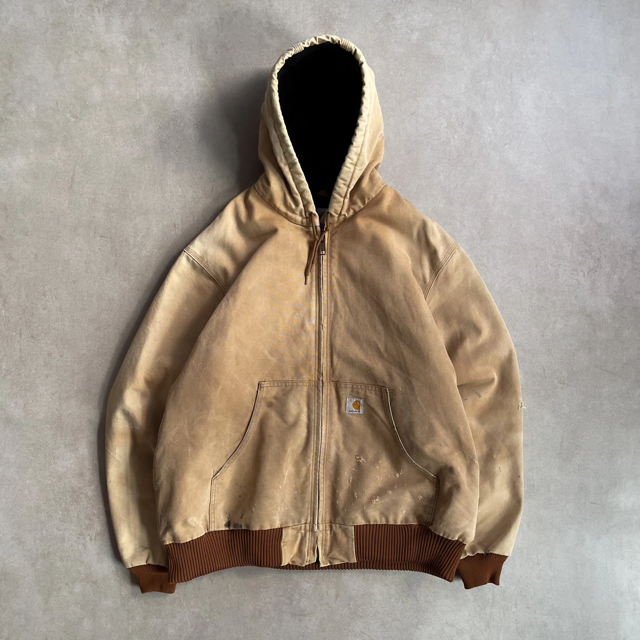 1990s Carhartt Tan Active Hoodie Jacket - XL