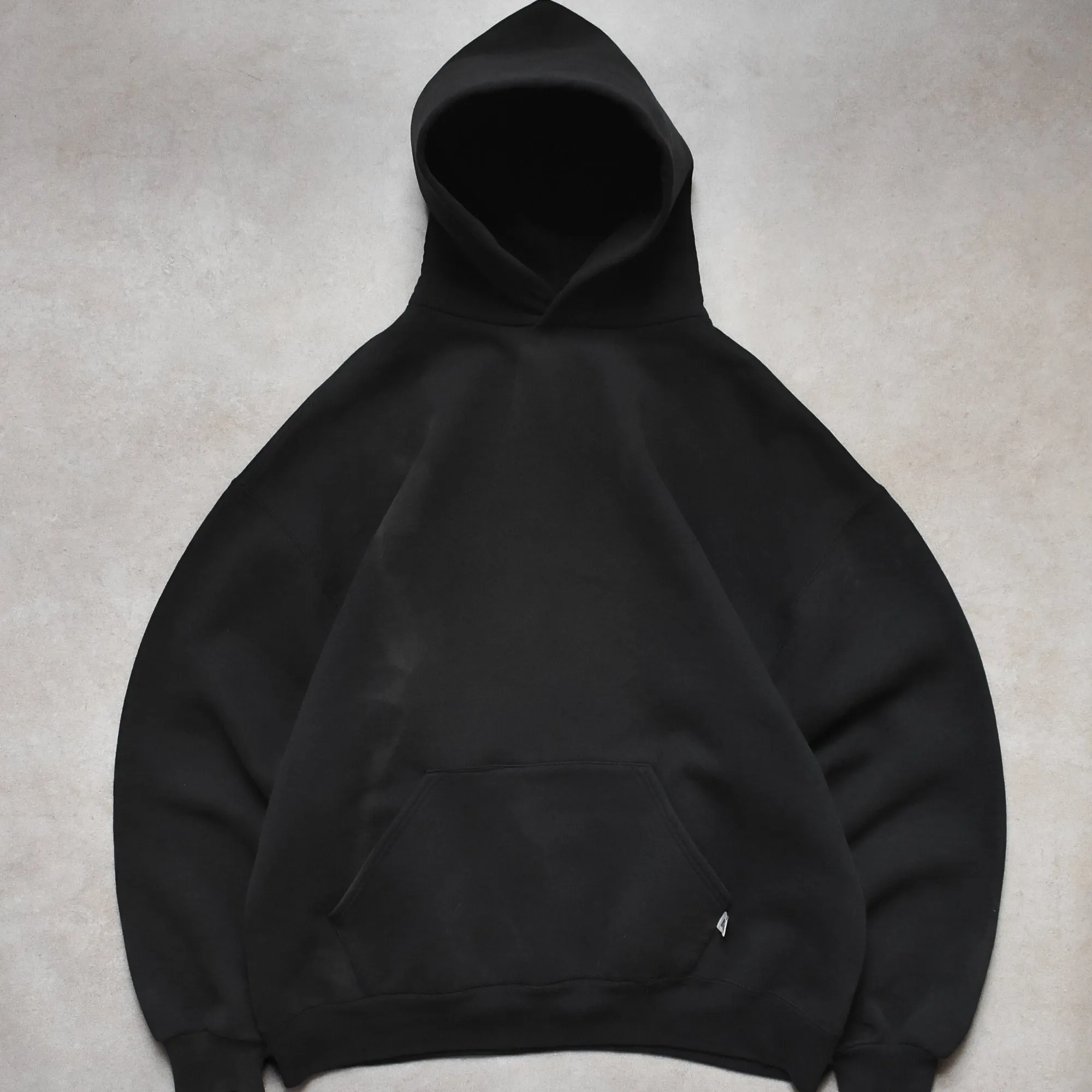 1990s Russell Athletic Black Faded Hoodie - XL