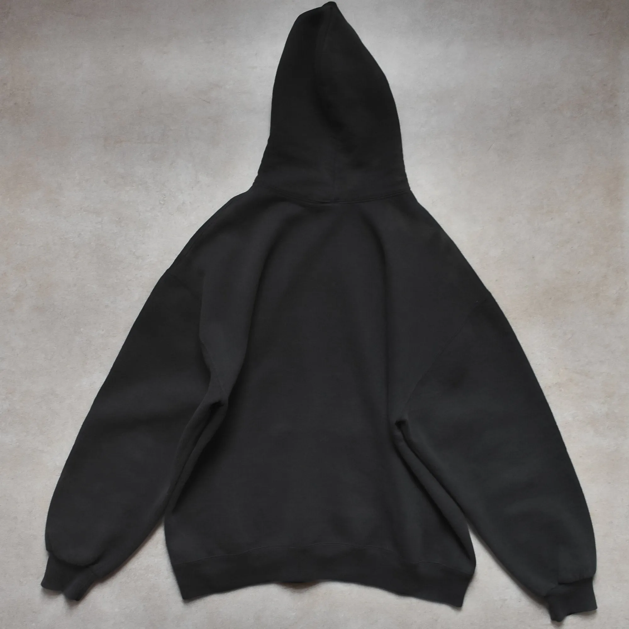 1990s Russell Athletic Black Faded Hoodie - XL