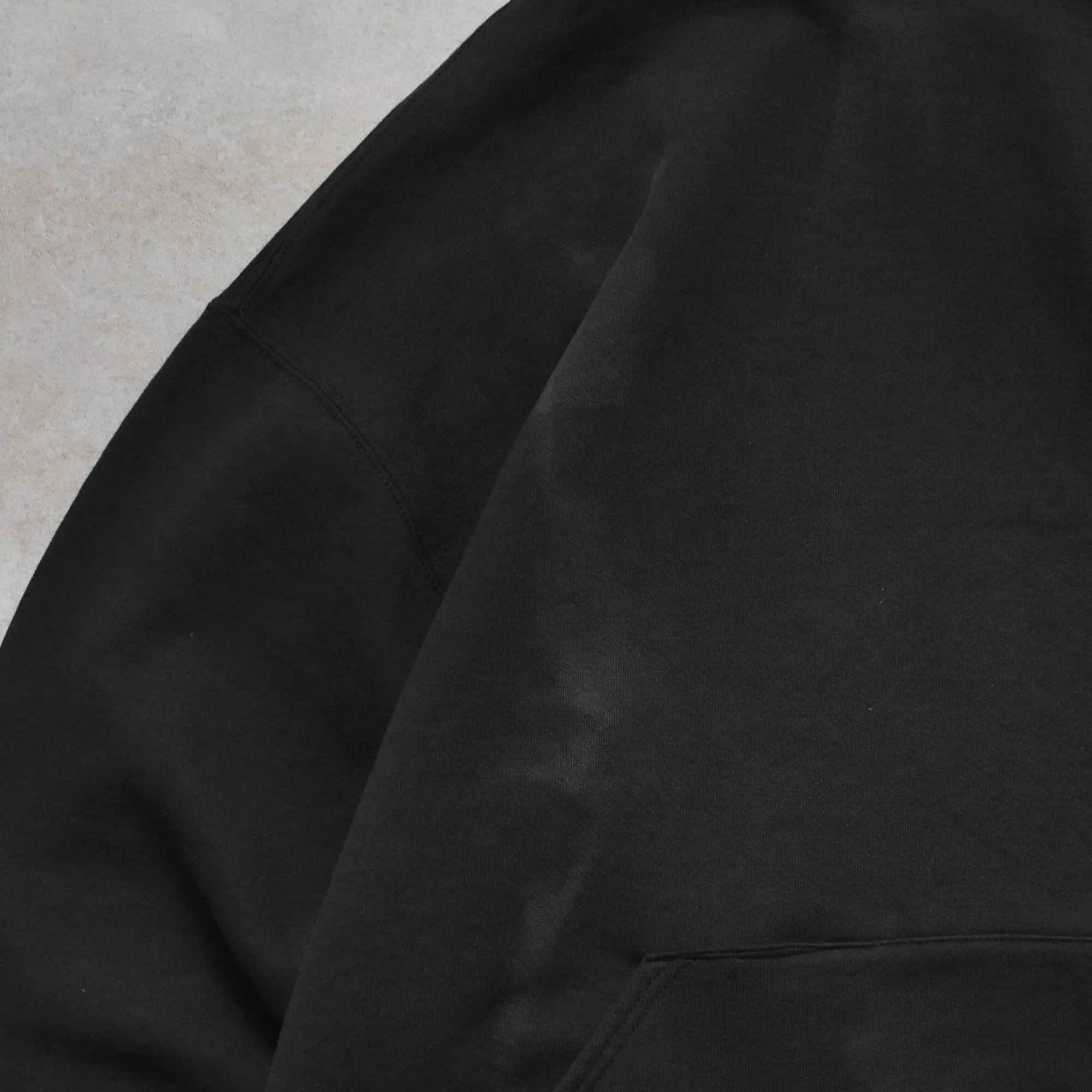 1990s Russell Athletic Black Faded Hoodie - XL