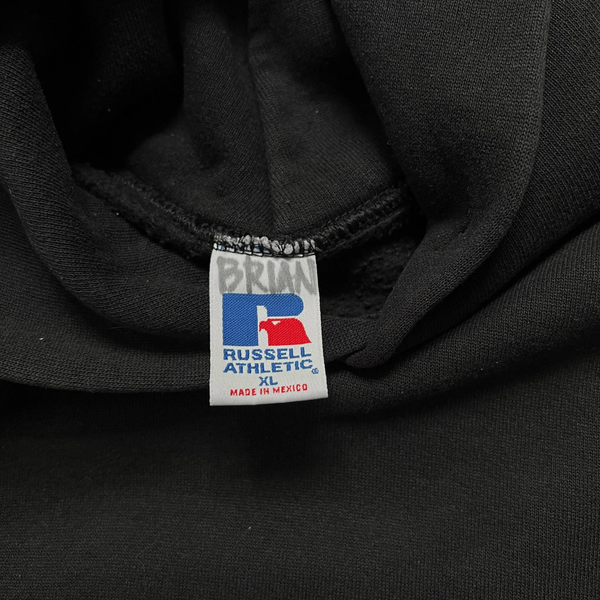 1990s Russell Athletic Black Hoodie - XL