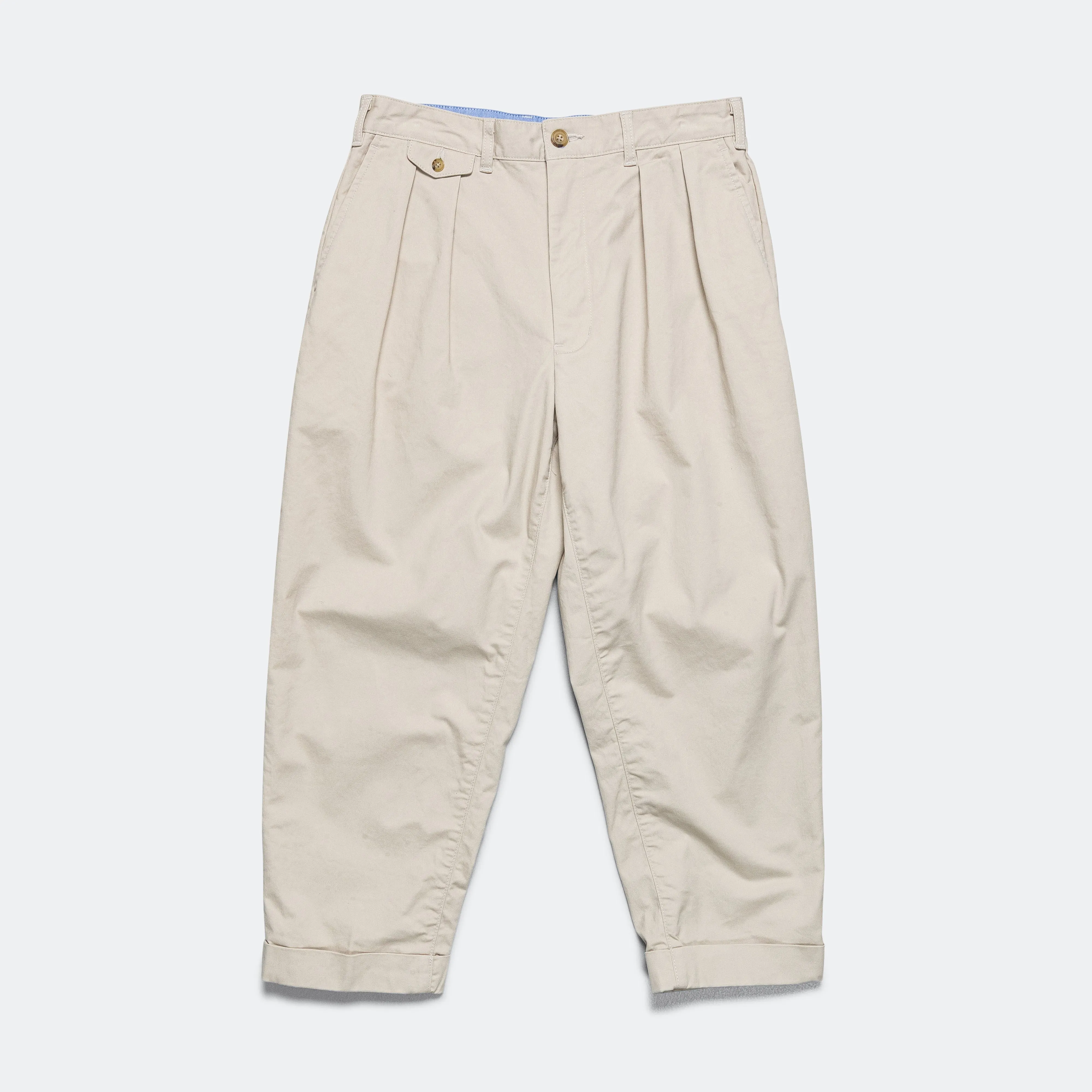 2-Pleat Twill Pants in Cement Color