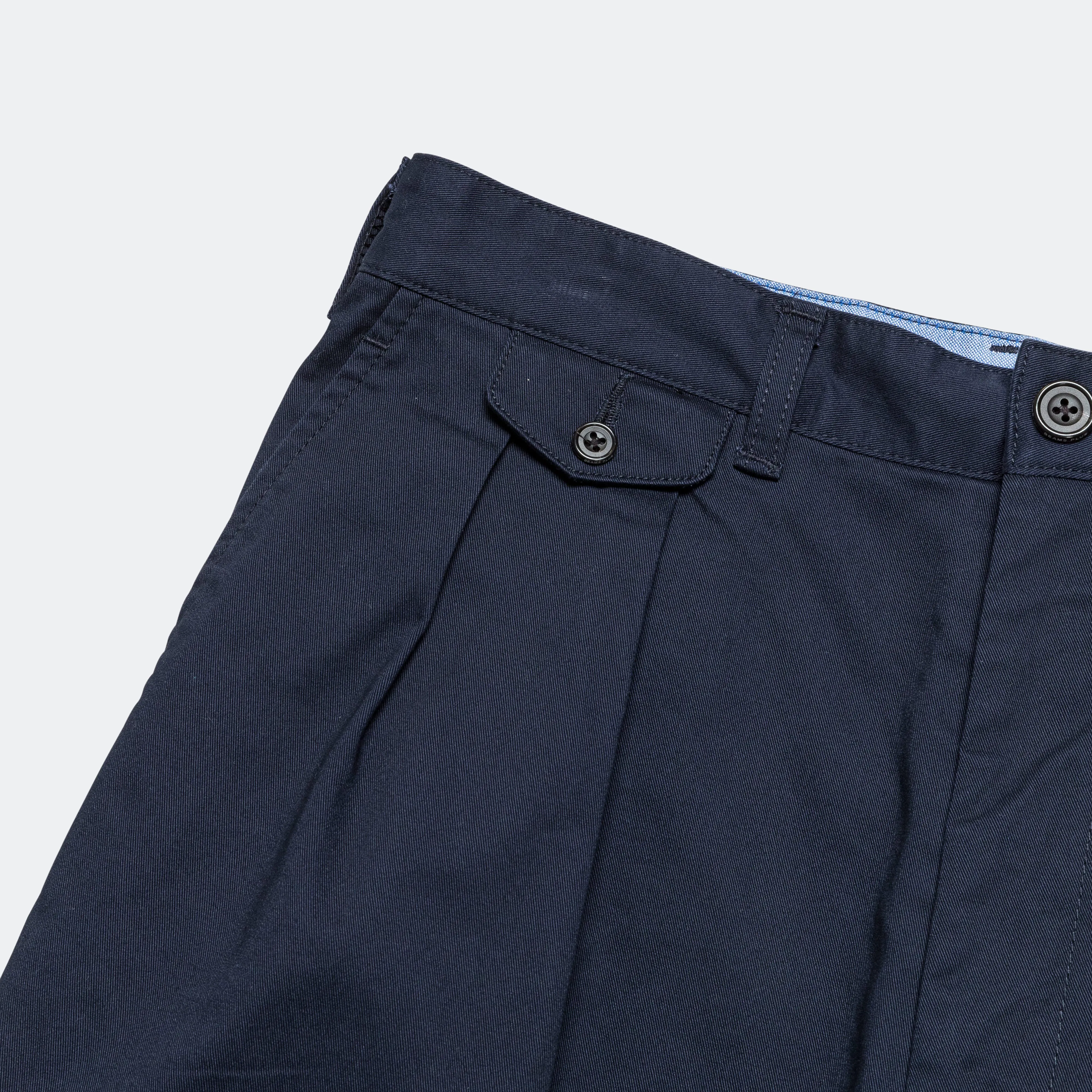 2 Pleated Twill Pants - Navy - Shop Now.