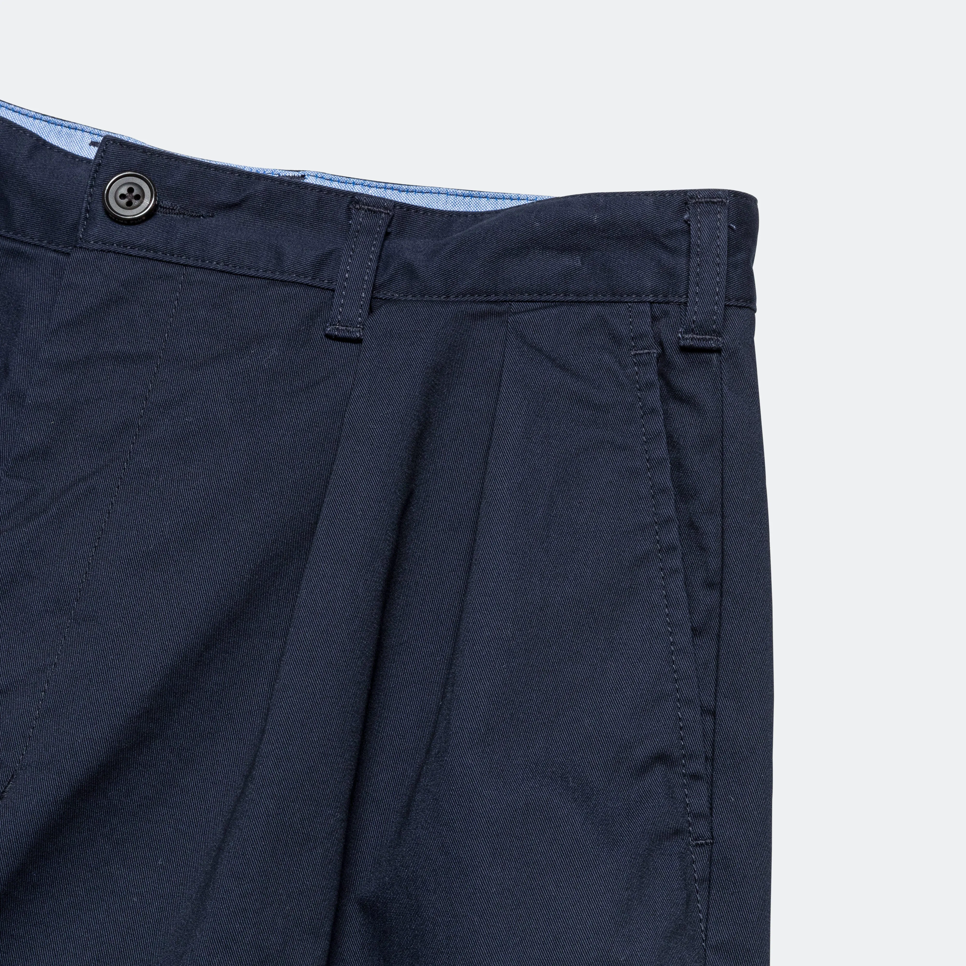 2 Pleated Twill Pants - Navy - Shop Now.