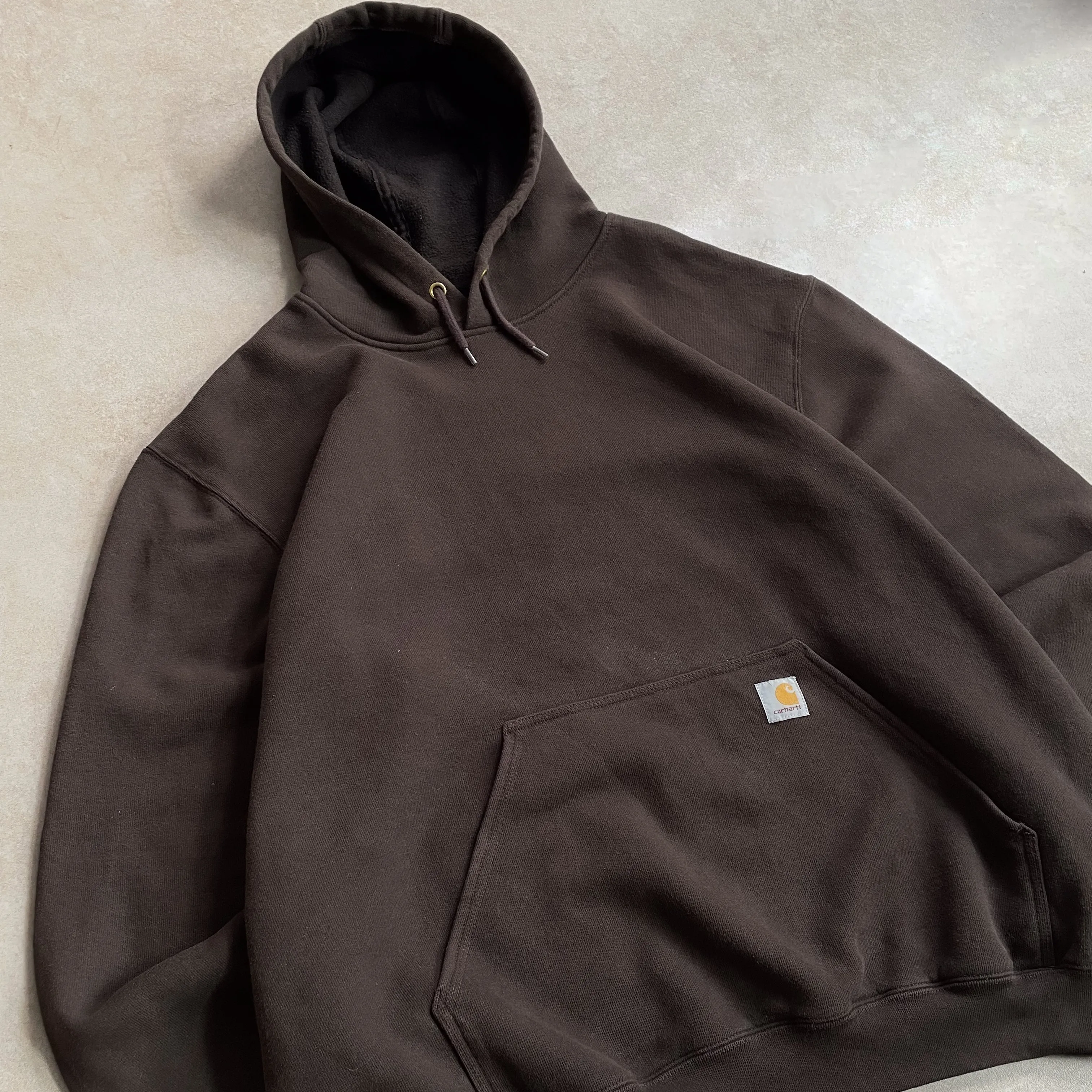 2000s Carhartt Brown Script Hoodie - 2XL