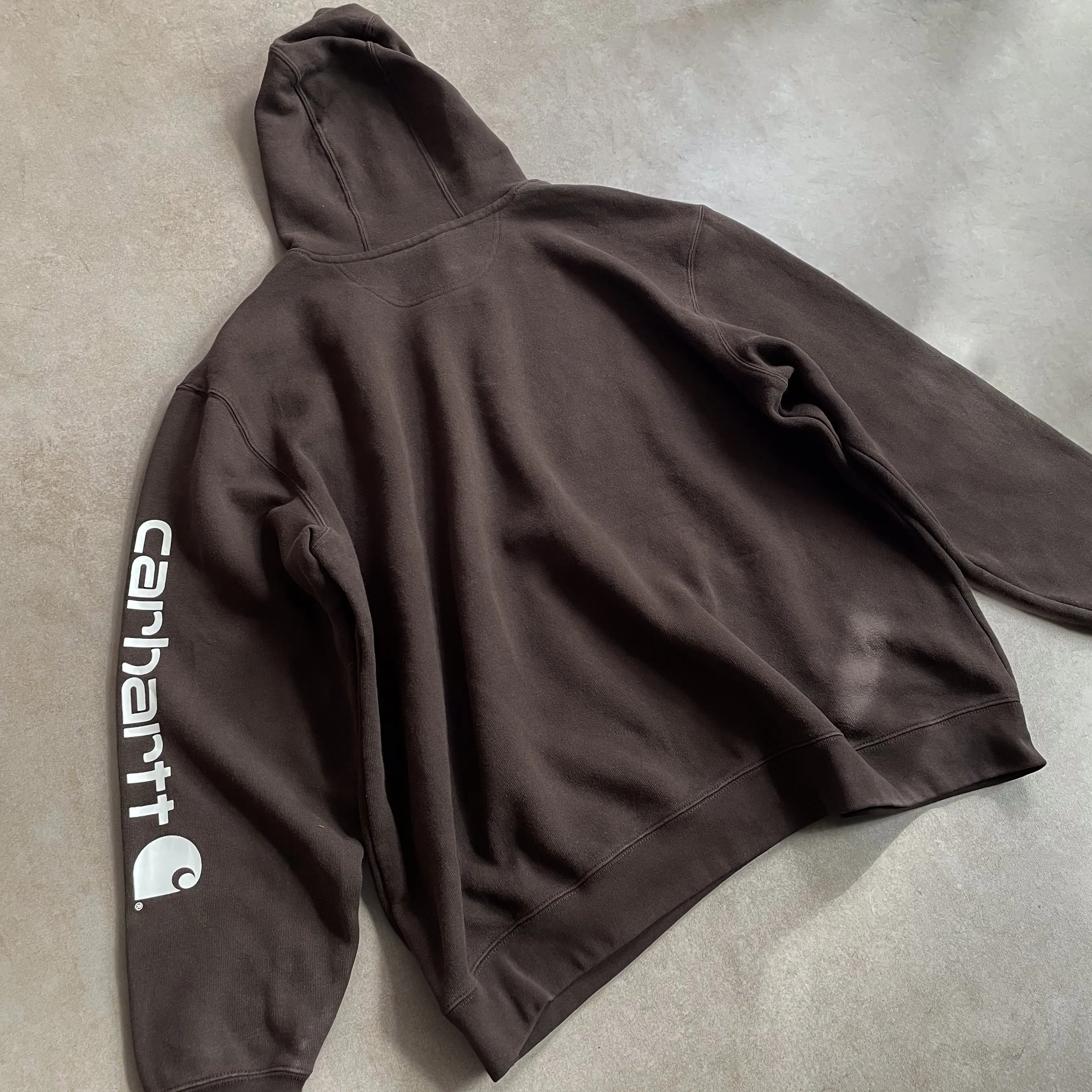 2000s Carhartt Brown Script Hoodie - 2XL