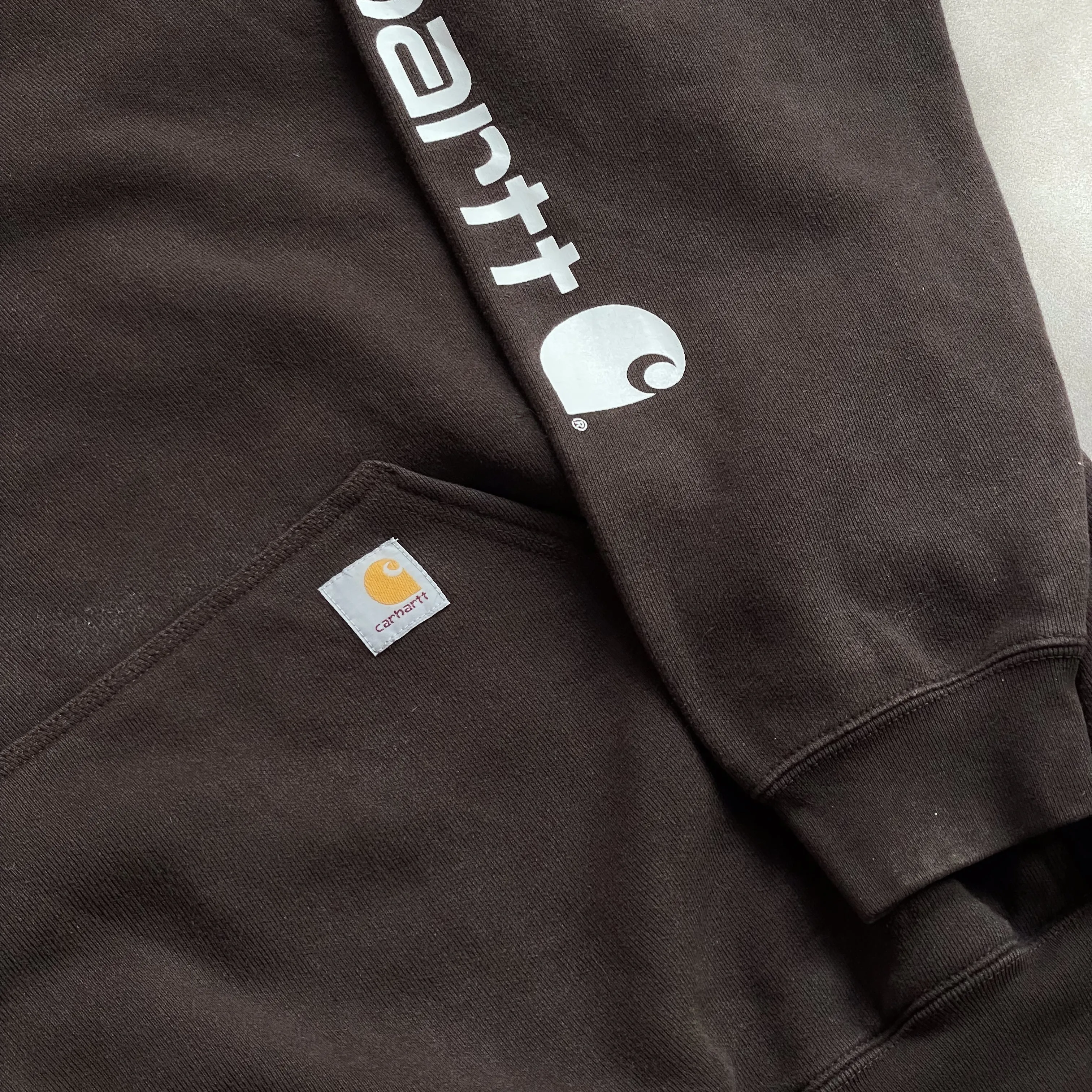 2000s Carhartt Brown Script Hoodie - 2XL