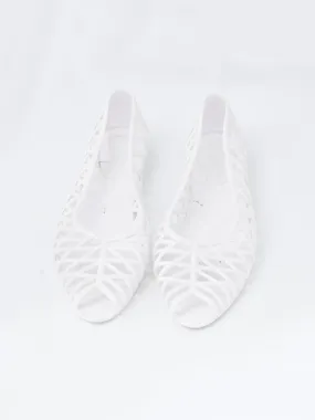 2010 American Apparel white rubber open toe ballet flats.