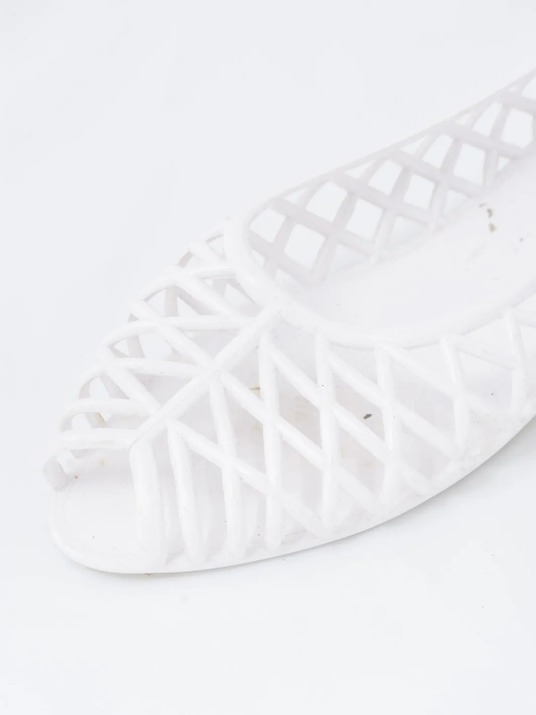 2010 American Apparel white rubber open toe ballet flats.