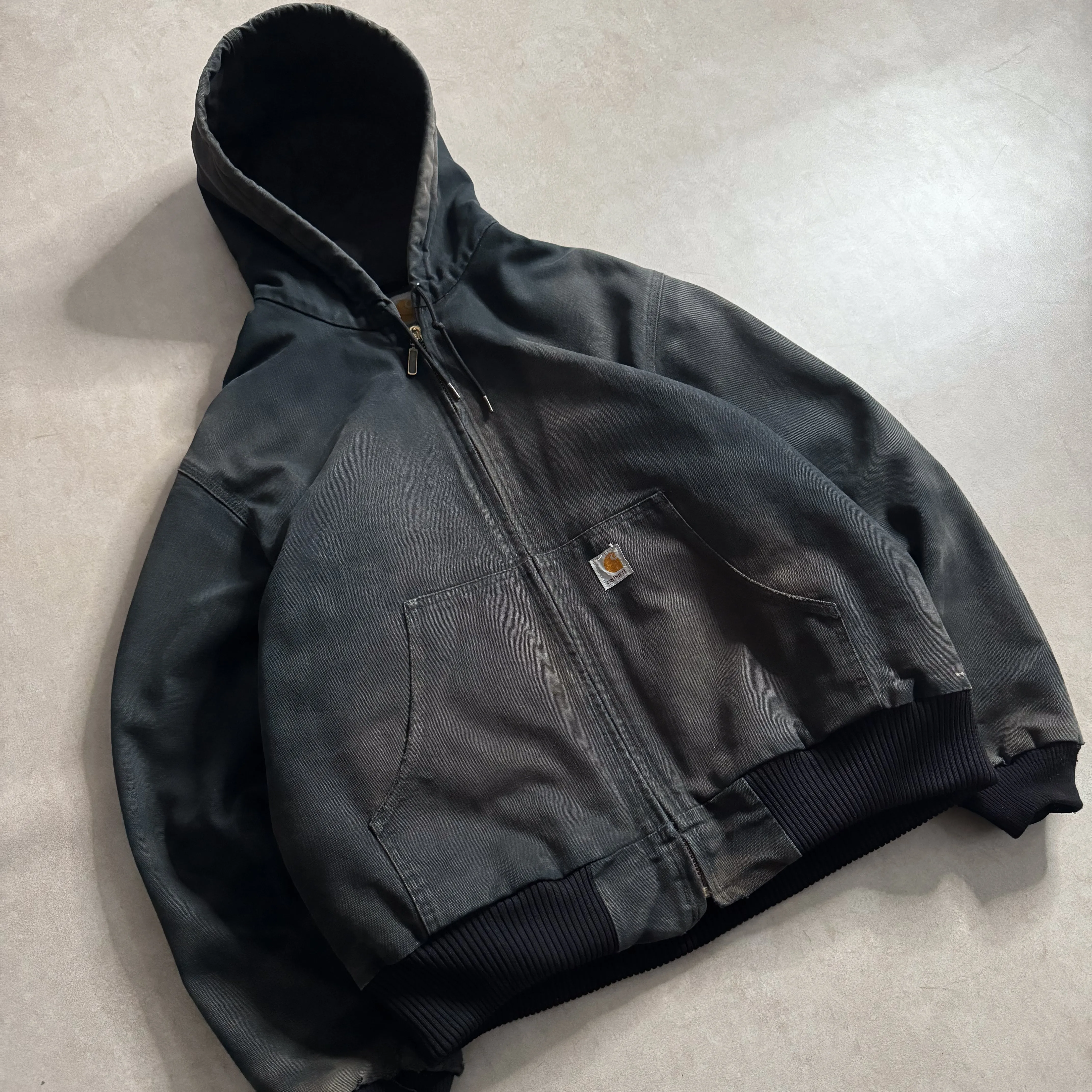 90s Carhartt Black Active Hoodie - L