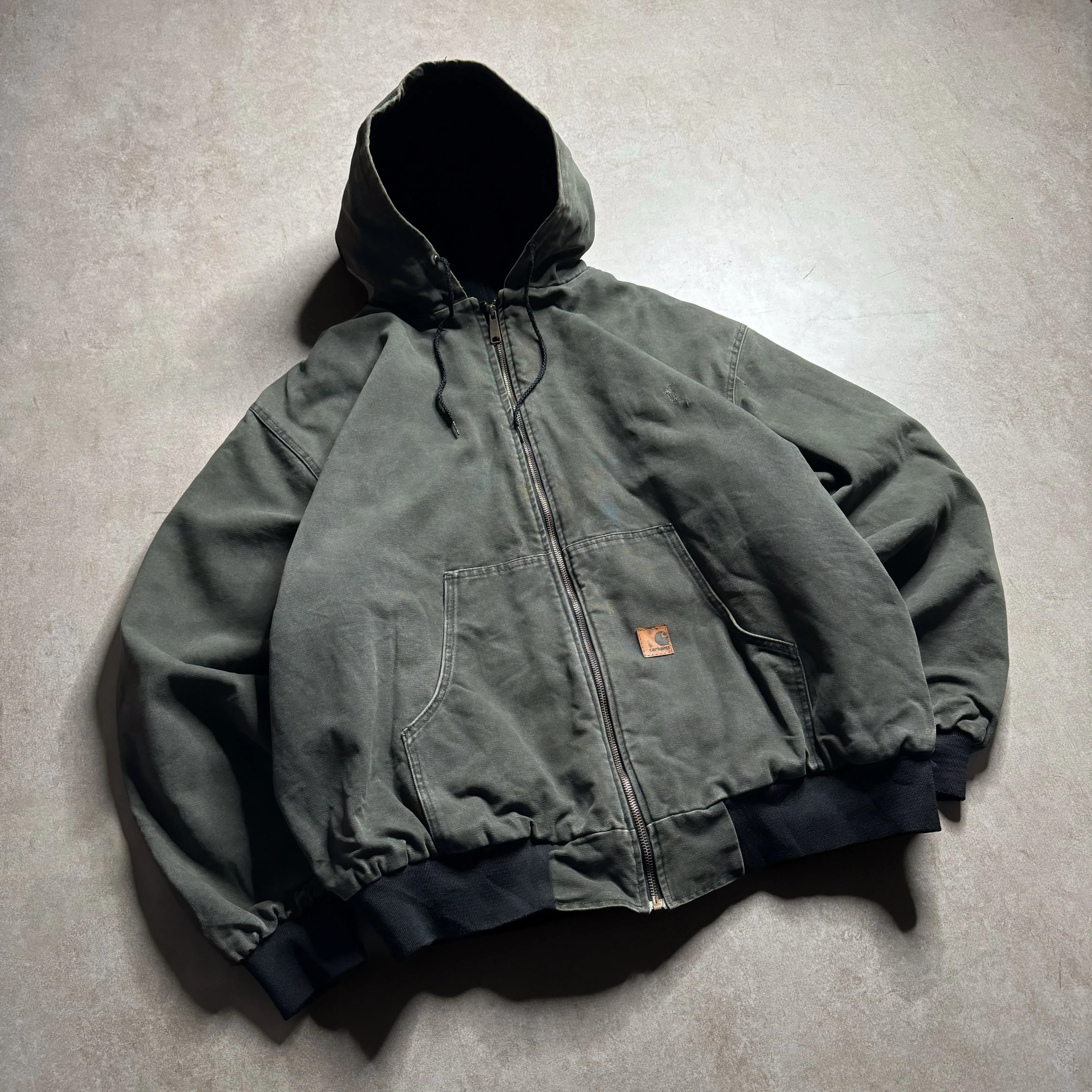 90s Carhartt Olive Active Hoodie - XXL