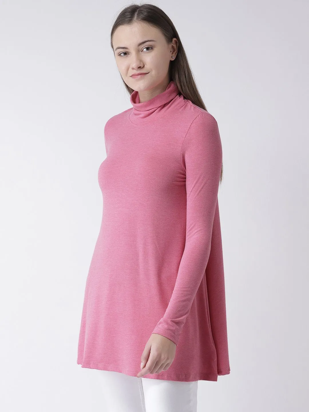 A-Line Dress, Pink Turtle Neck