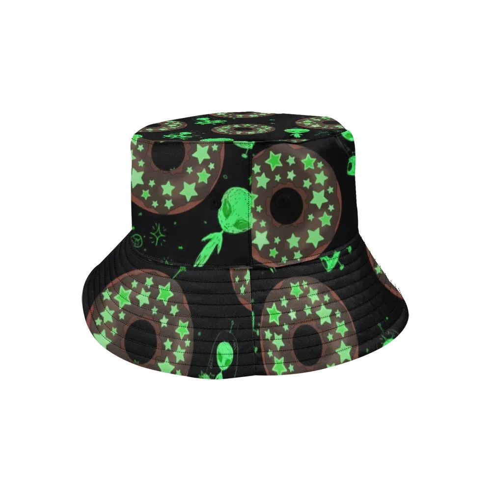 Alien Space Donut Bucket Hat: Galaxy-themed Donut Hat for Extraterrestrial Enthusiasts.