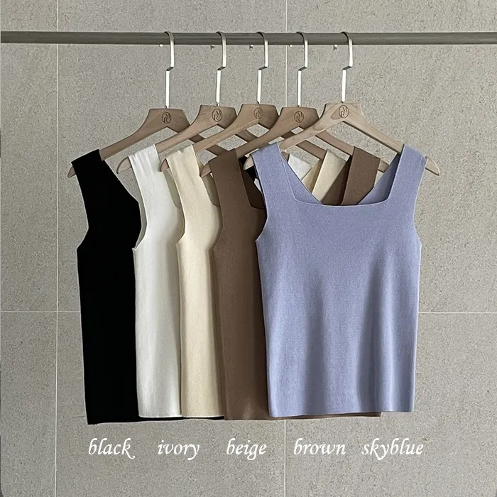 AM MARI Rib Plain Tanks Camisoles