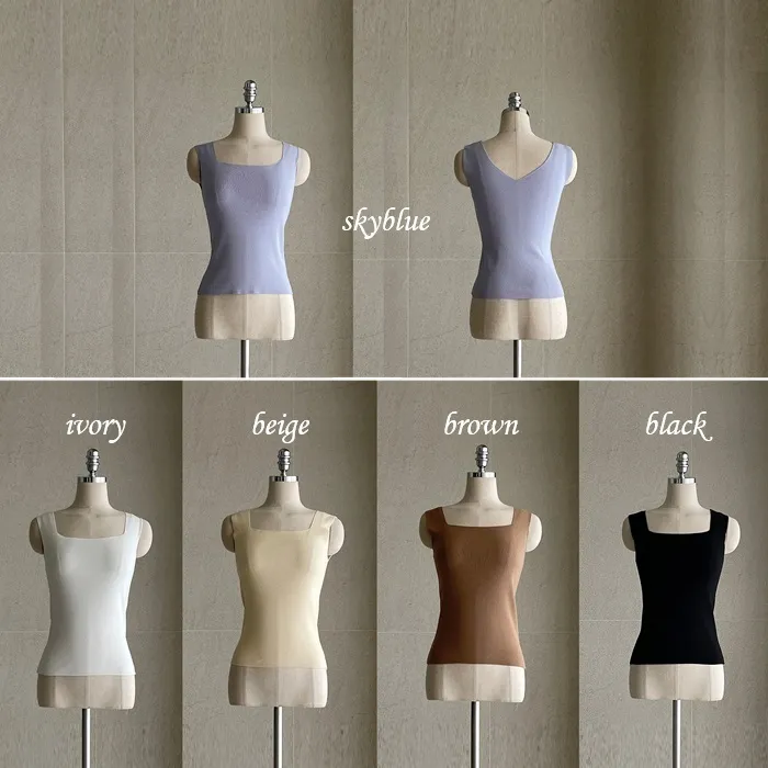 AM MARI Rib Plain Tanks Camisoles