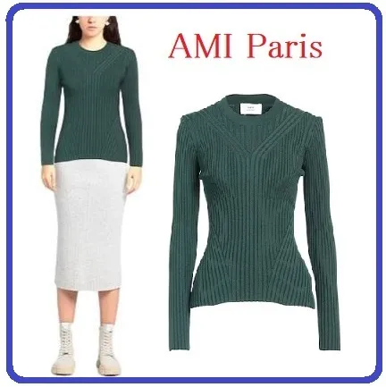 AMI PARIS | Medium V-Neck & Crew Neck Rib Long Sleeves - Plain