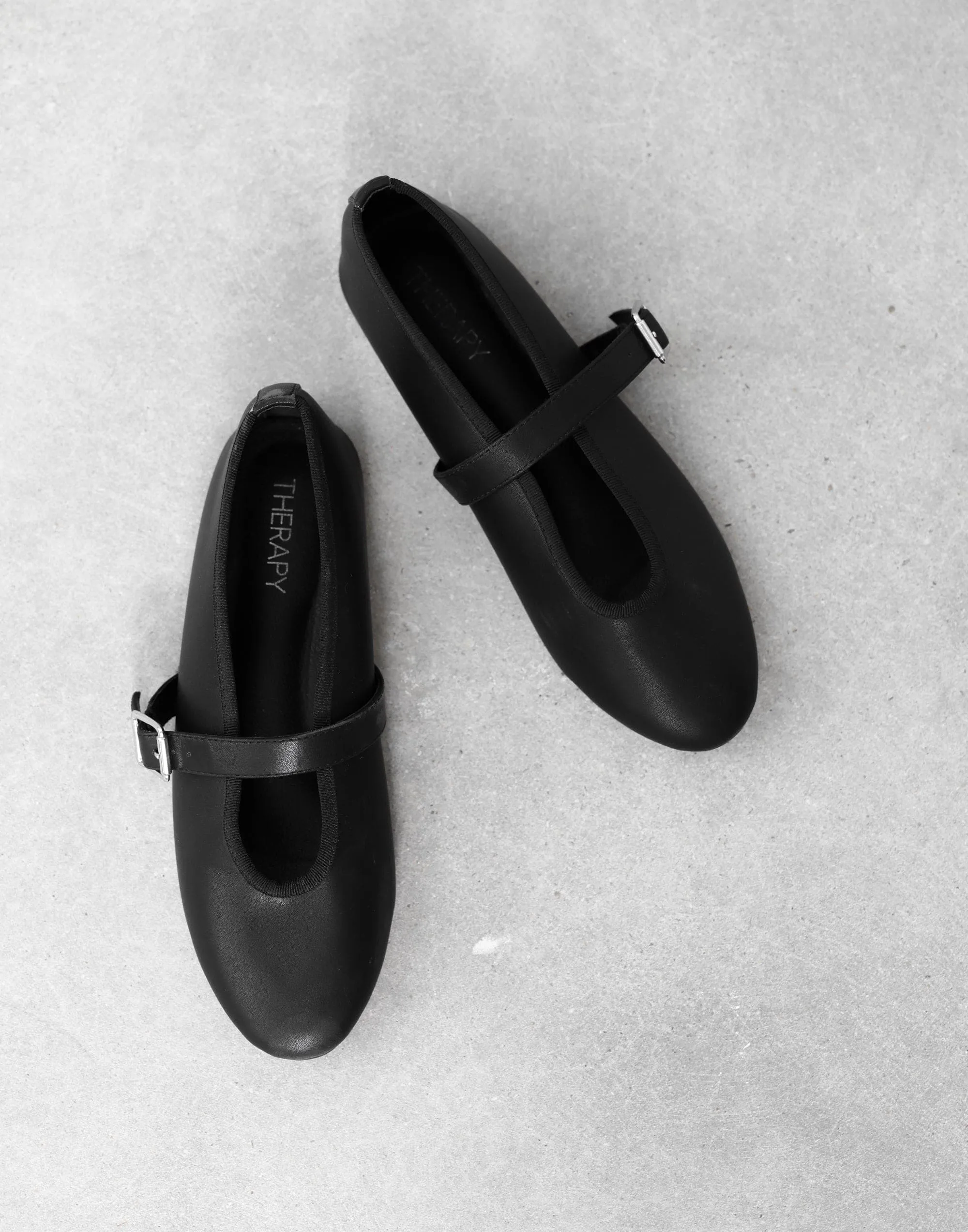 Amina Ballet Flat - Black Smooth PU - Therapy