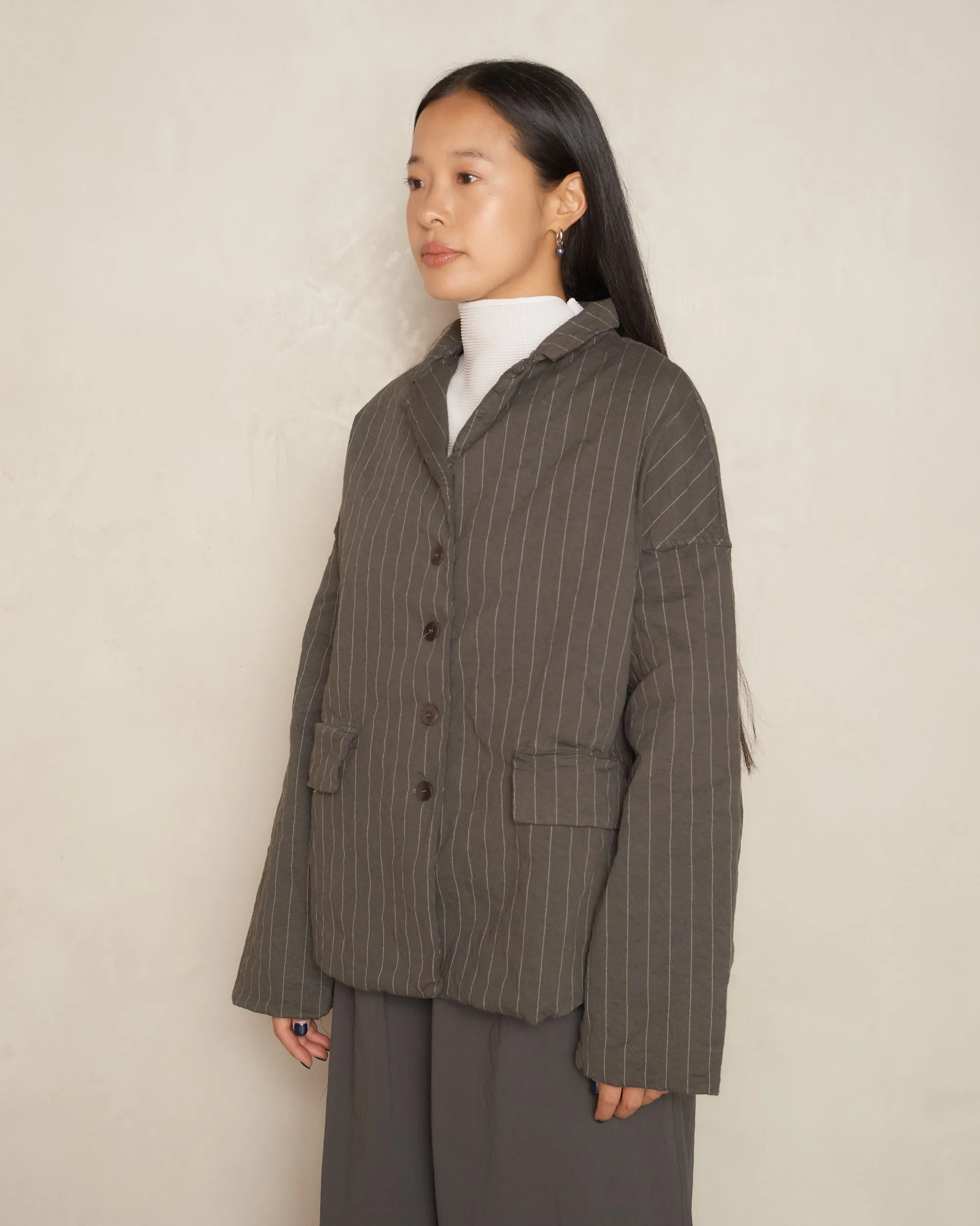 Anthracite Pinstriped Loose Blazer