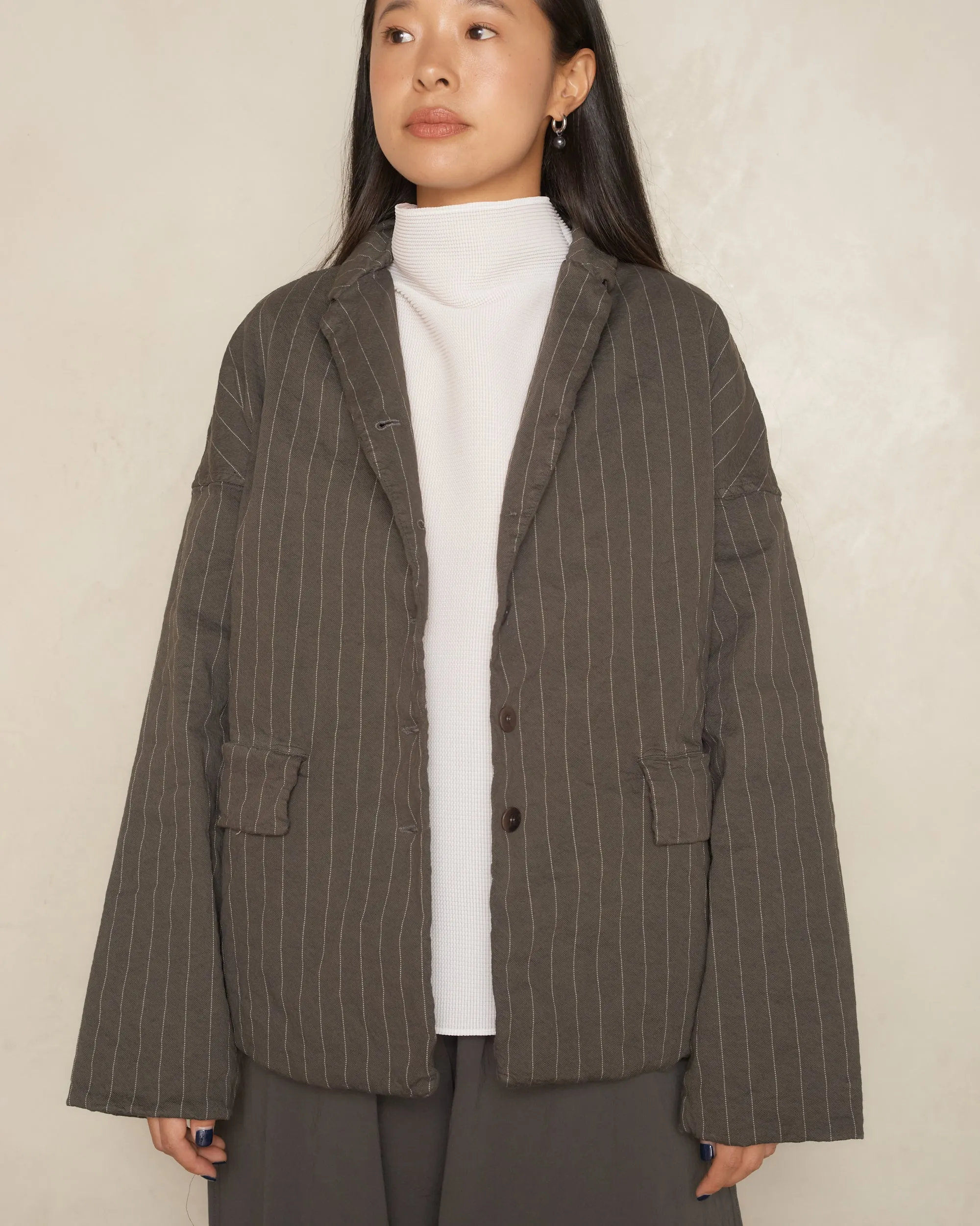 Anthracite Pinstriped Loose Blazer