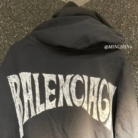 Balenciaga 24SS Black Logo Hoodie - Sizes XS-XXL.