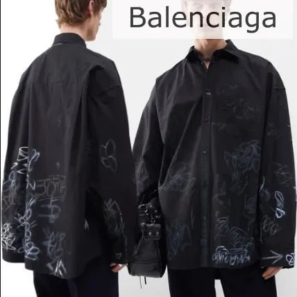 BALENCIAGA  |Monogram Unisex Street Style Bi-color Long Sleeves Plain