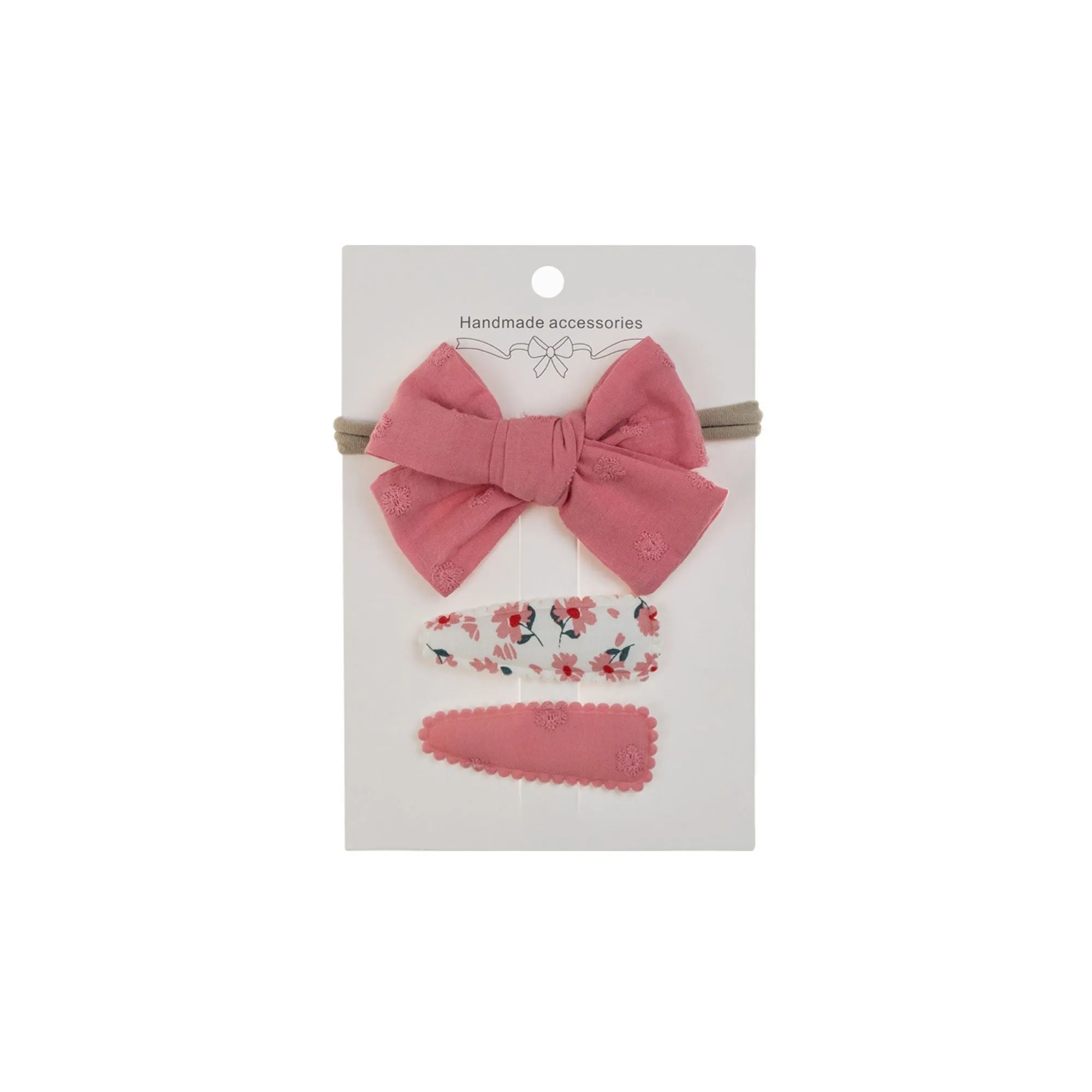 Ballerina Hair Accessories: Snap Hair Clips and Bow Set in Rose