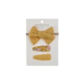 Ballerina Hair Clips and Bow in Mustard