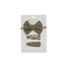 Ballerina Hair Clips Bow Set Sage