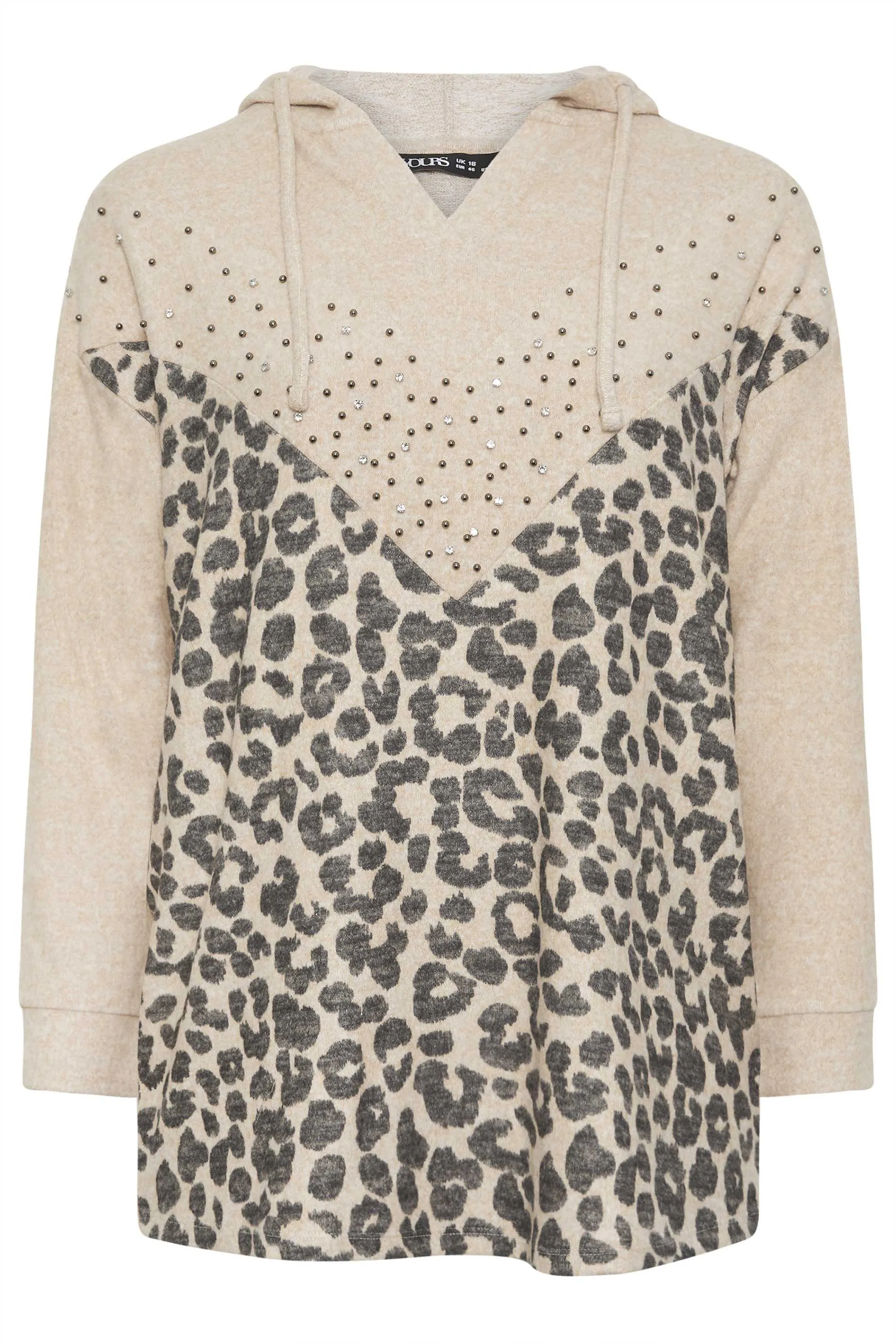 Beige Brown Leopard Print Stud Hoodie - Shop the Curve Collection at YOURS