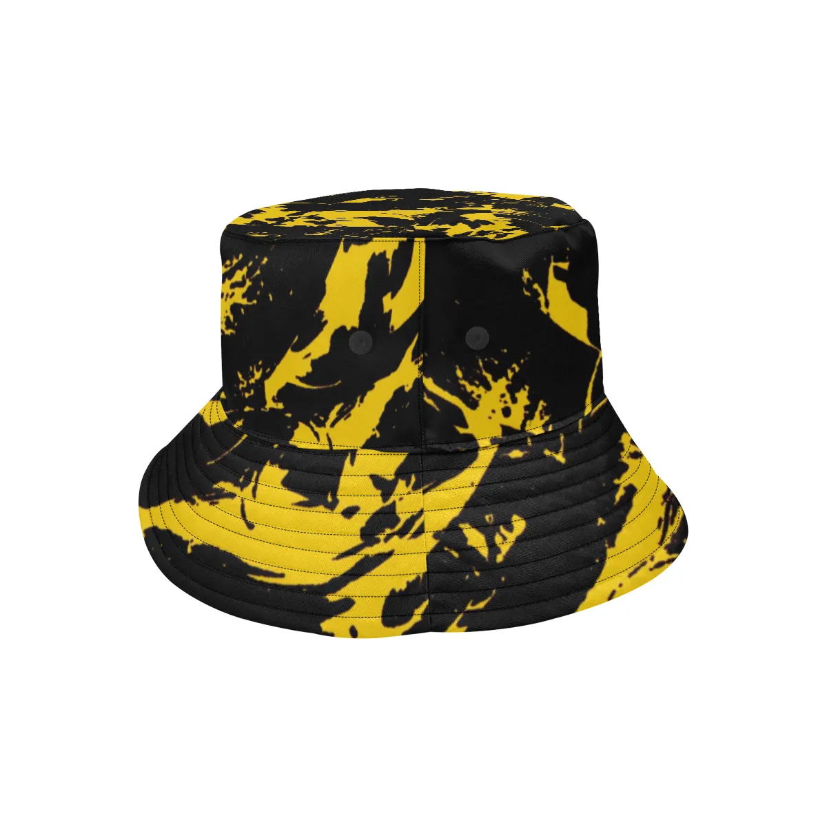 Black and Yellow Paint Splatter Bucket Hat - Google SEO friendly version: Yellow and Black Paint Splatter Bucket Hat