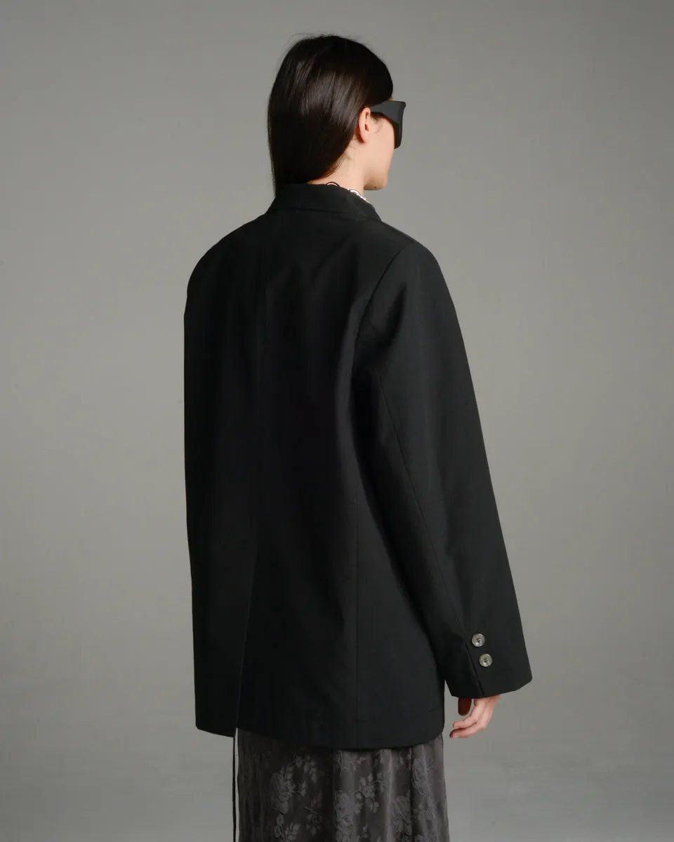 Black Dry Poly Oversized Blazer