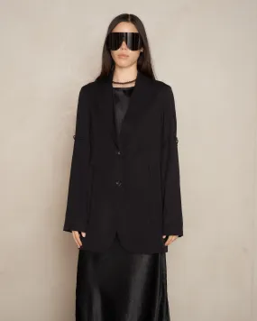 Black Gabardine Tailored Blazer