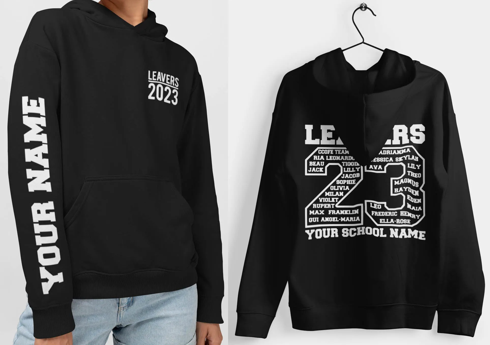 Black Leavers Hoodie, Schools, Colleges, Universities & Clubs 2023