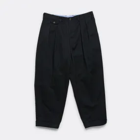 Black Twill Pants with 2 Pleats