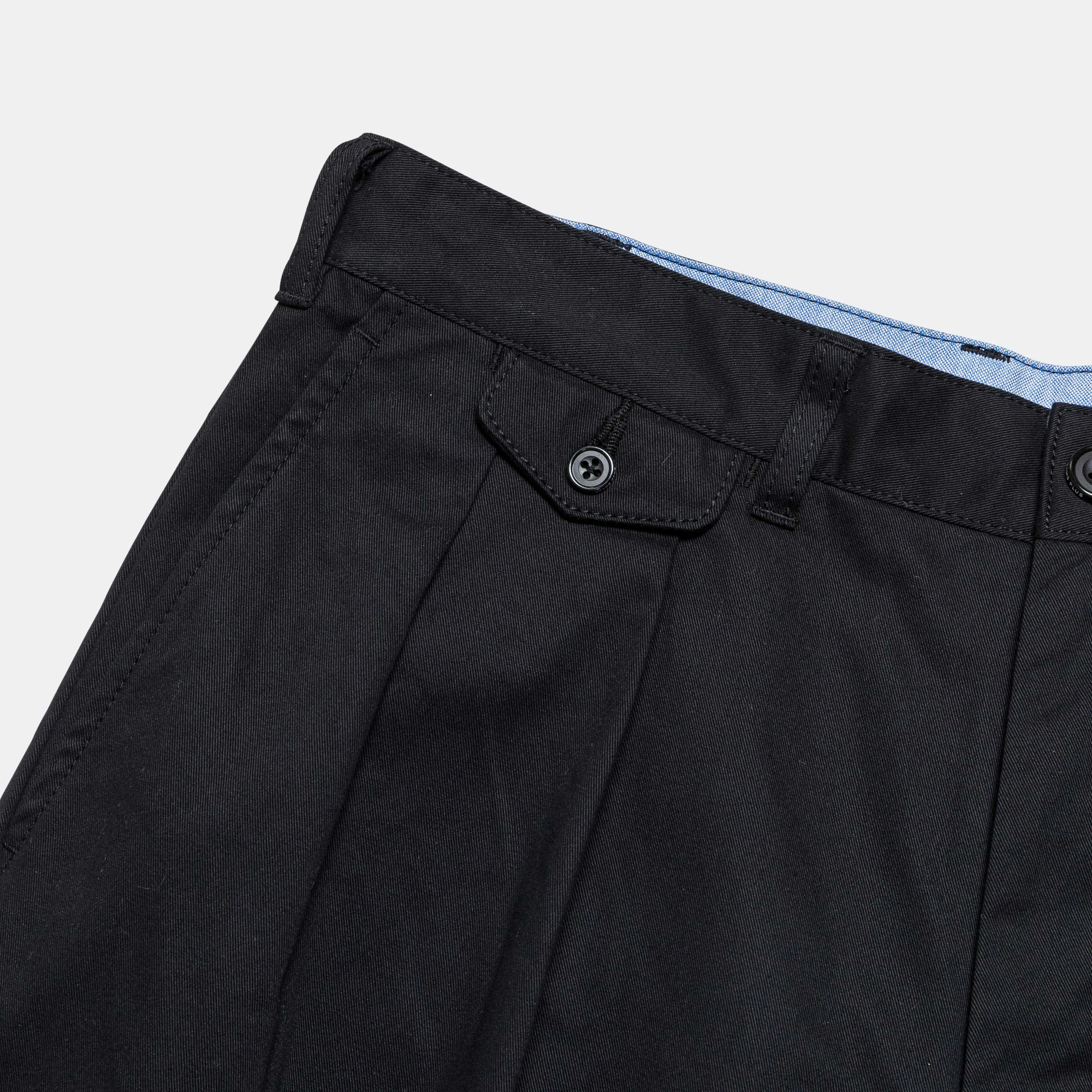 Black Twill Pants with 2 Pleats