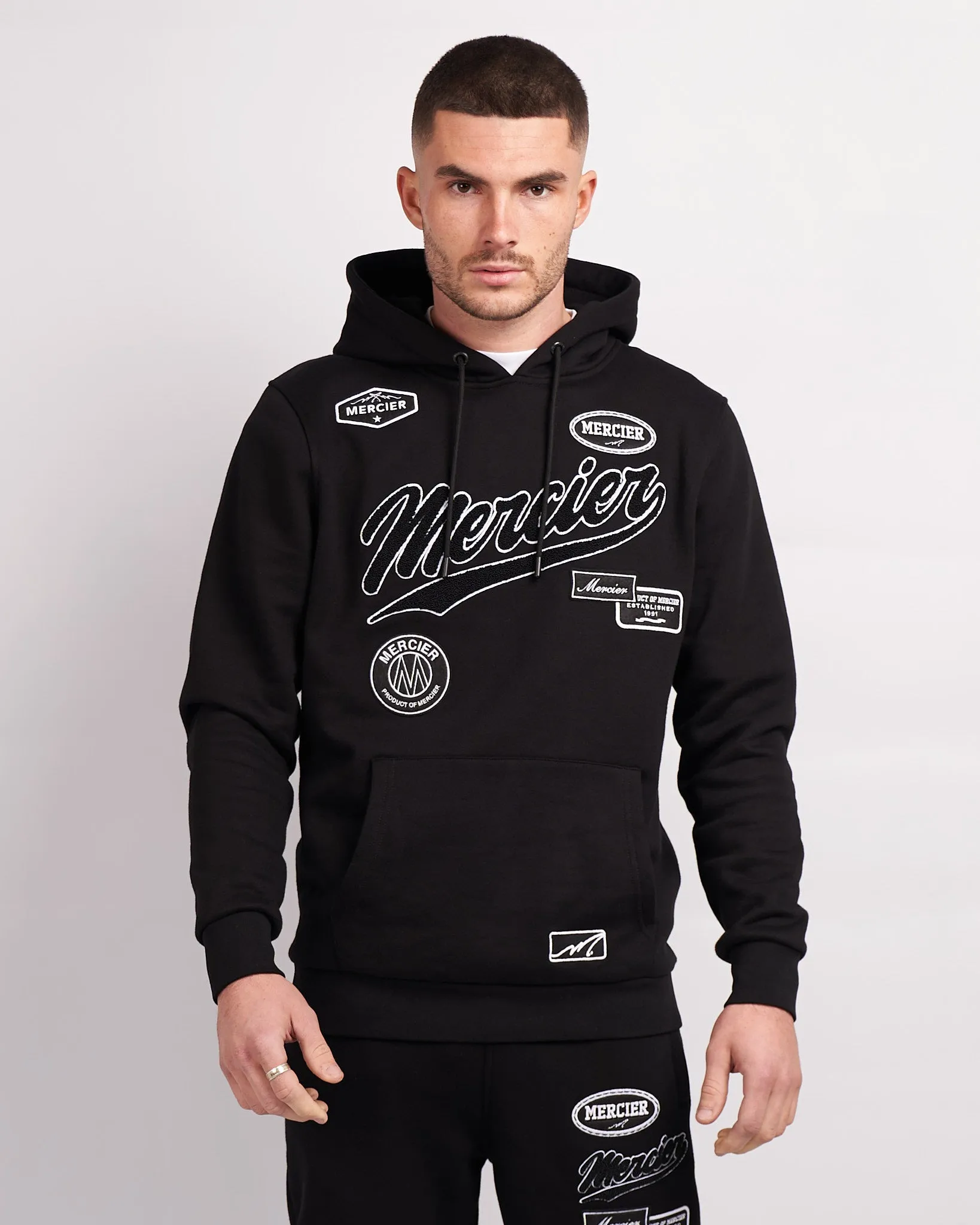 Black White Teams Badge Hoodie