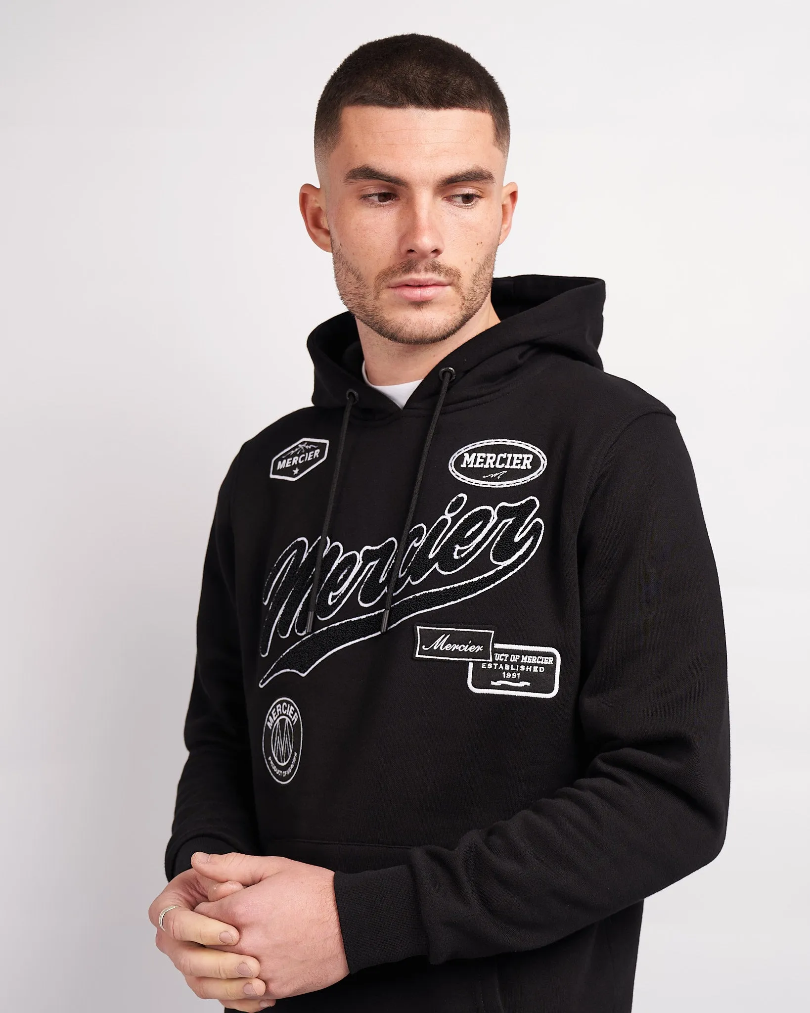 Black White Teams Badge Hoodie