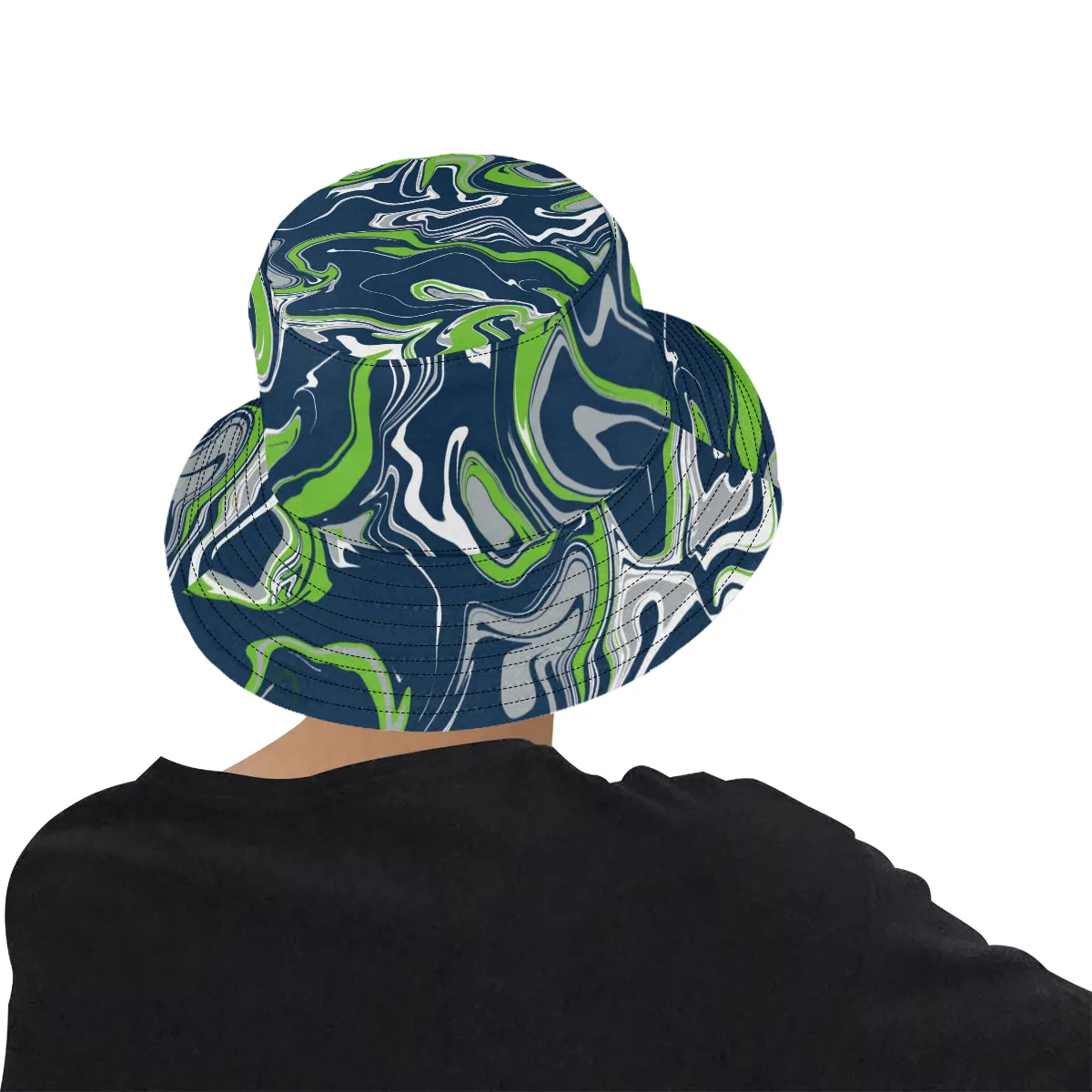 Blue Green Grey White Bucket Hat