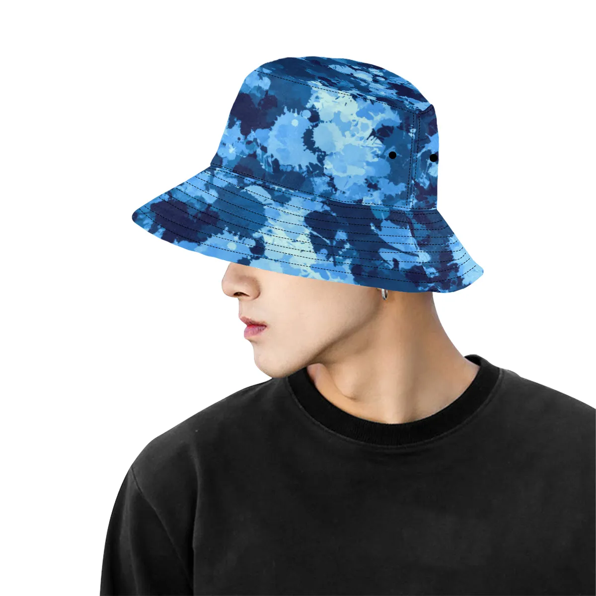 Blue Paint Splatter Camo Hat