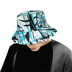 Blue Street Art Pattern Bucket Hat