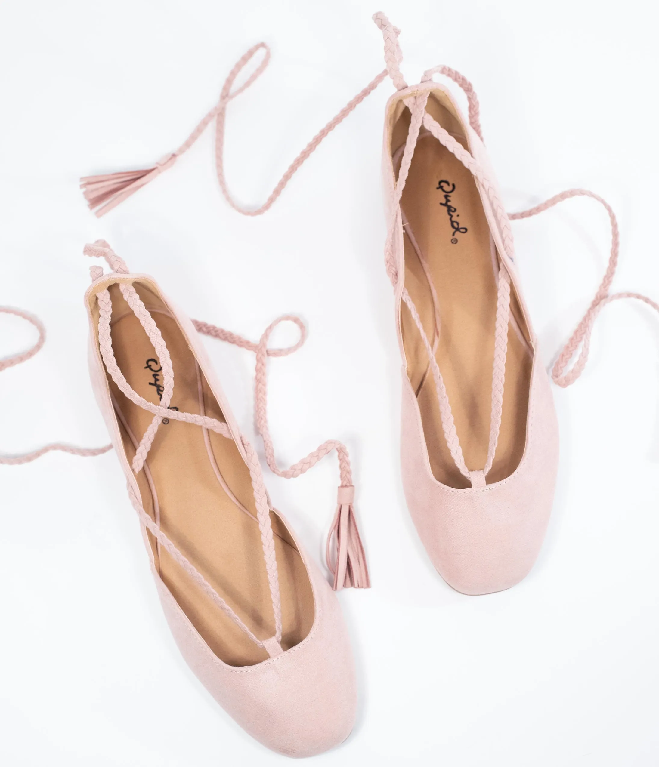 Blush Pink Suede Lace Up Shoes