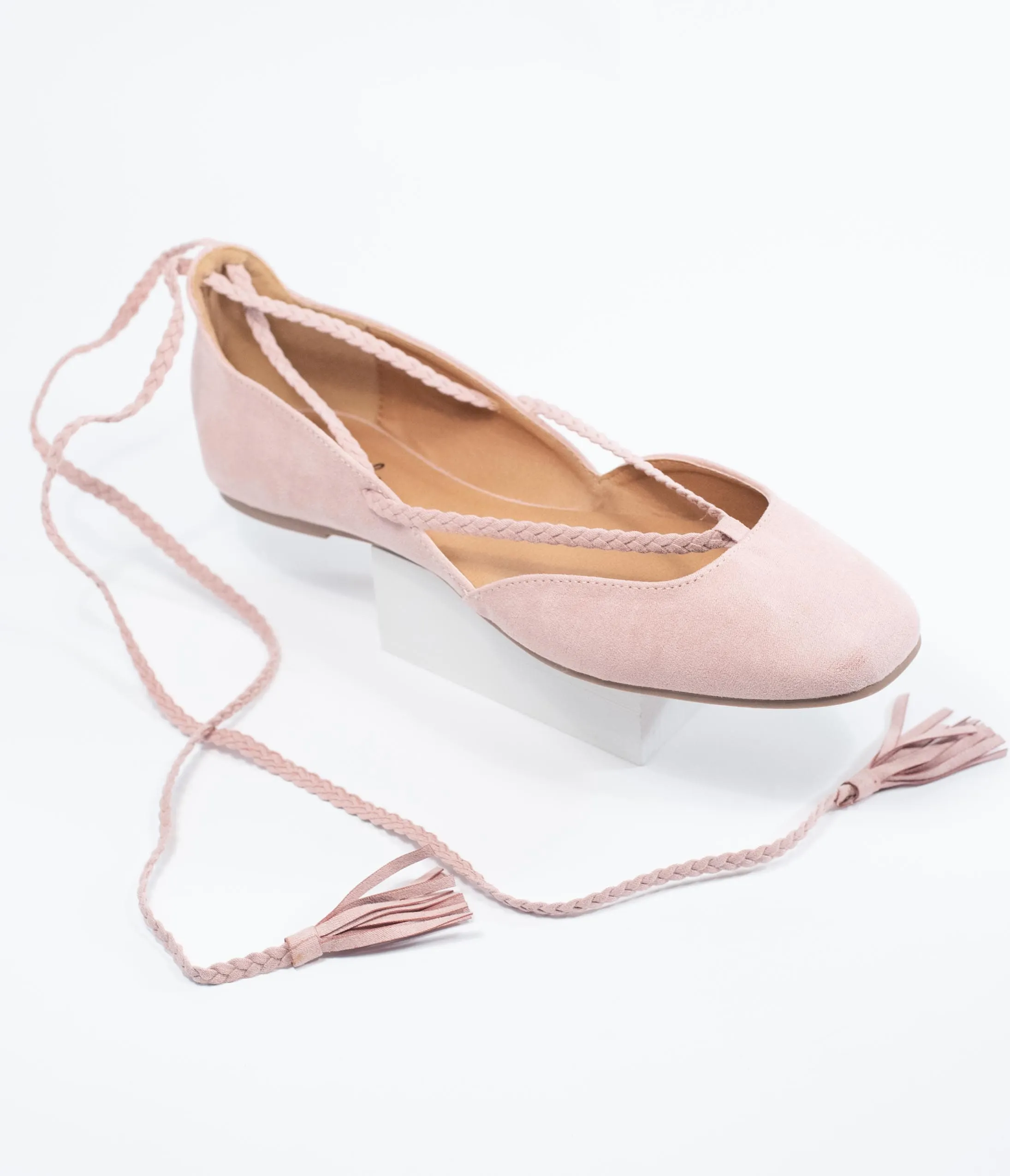 Blush Pink Suede Lace Up Shoes