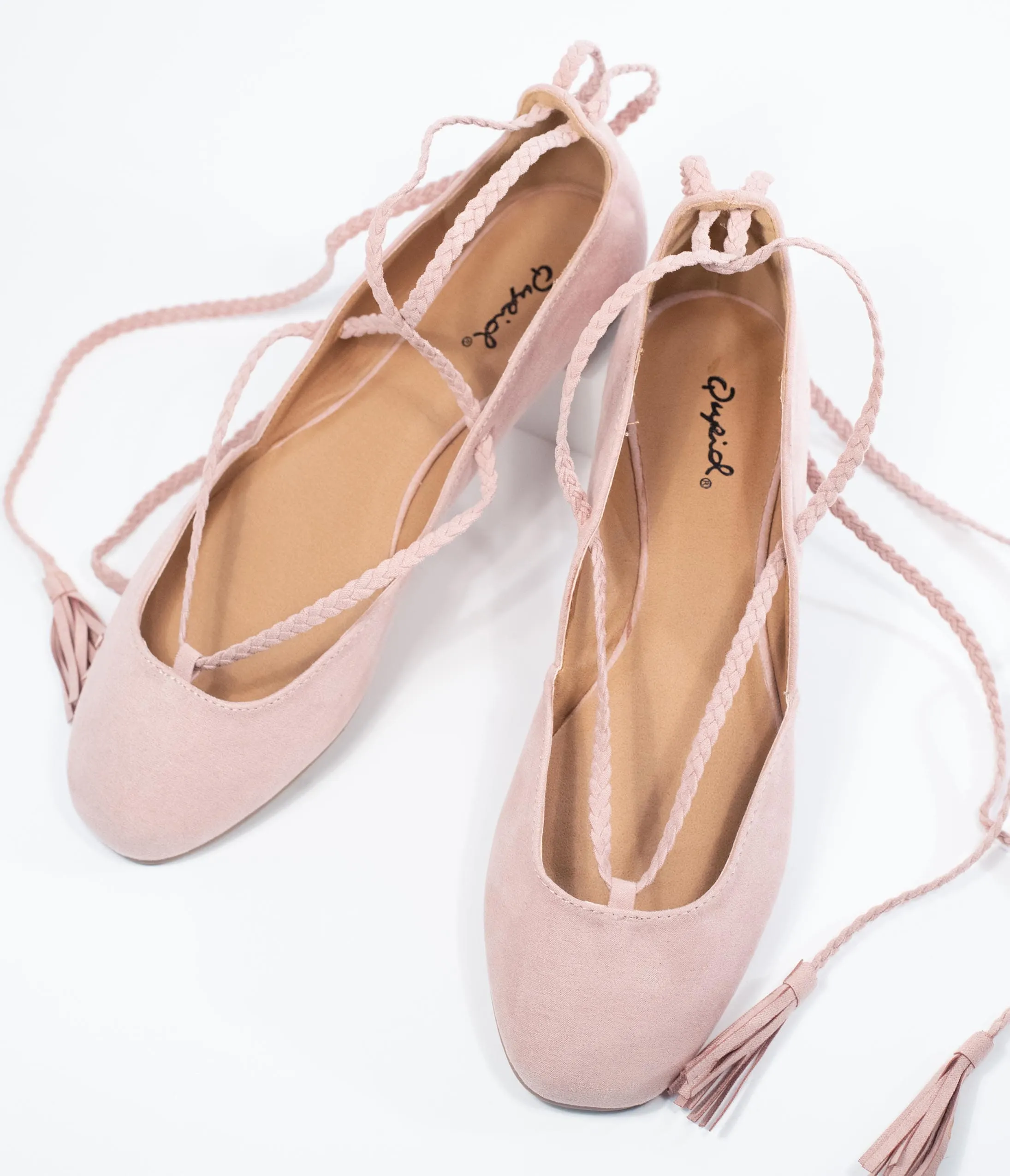 Blush Pink Suede Lace Up Shoes