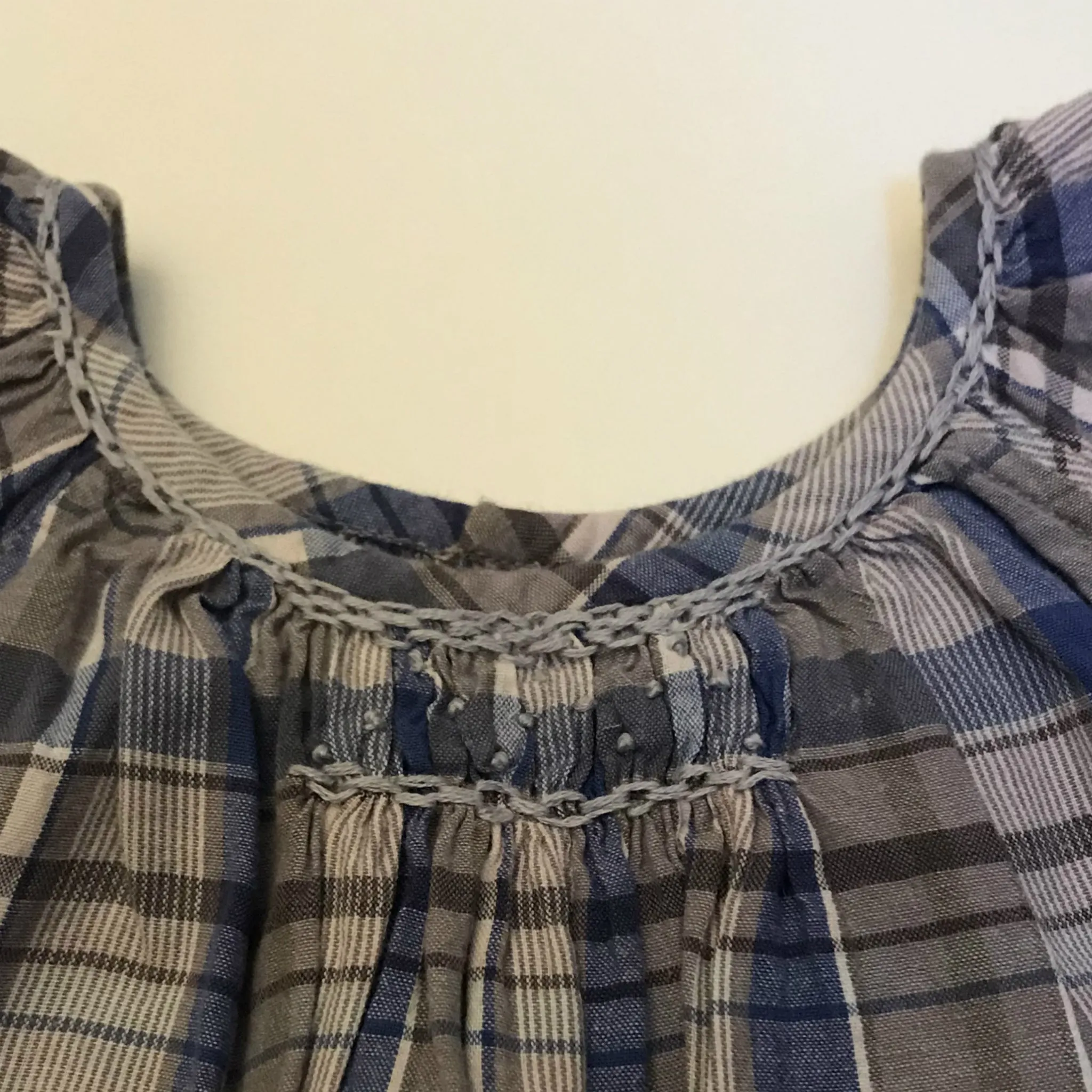 Bonpoint Blue Check Cotton Sundress With Smocking: 12 Months