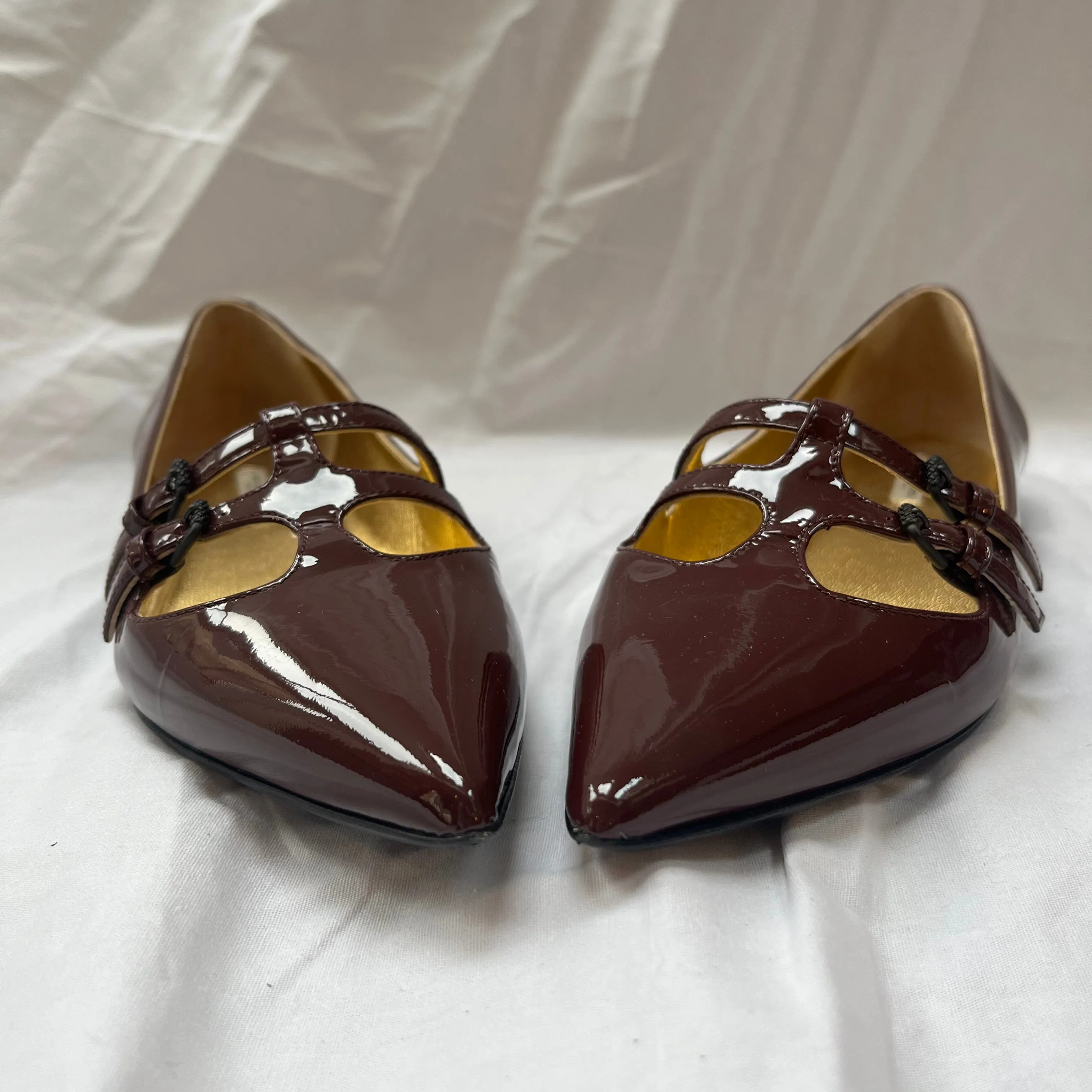 Bottega Veneta Mulberry Patent Pointed Flats 37 - Buy Online