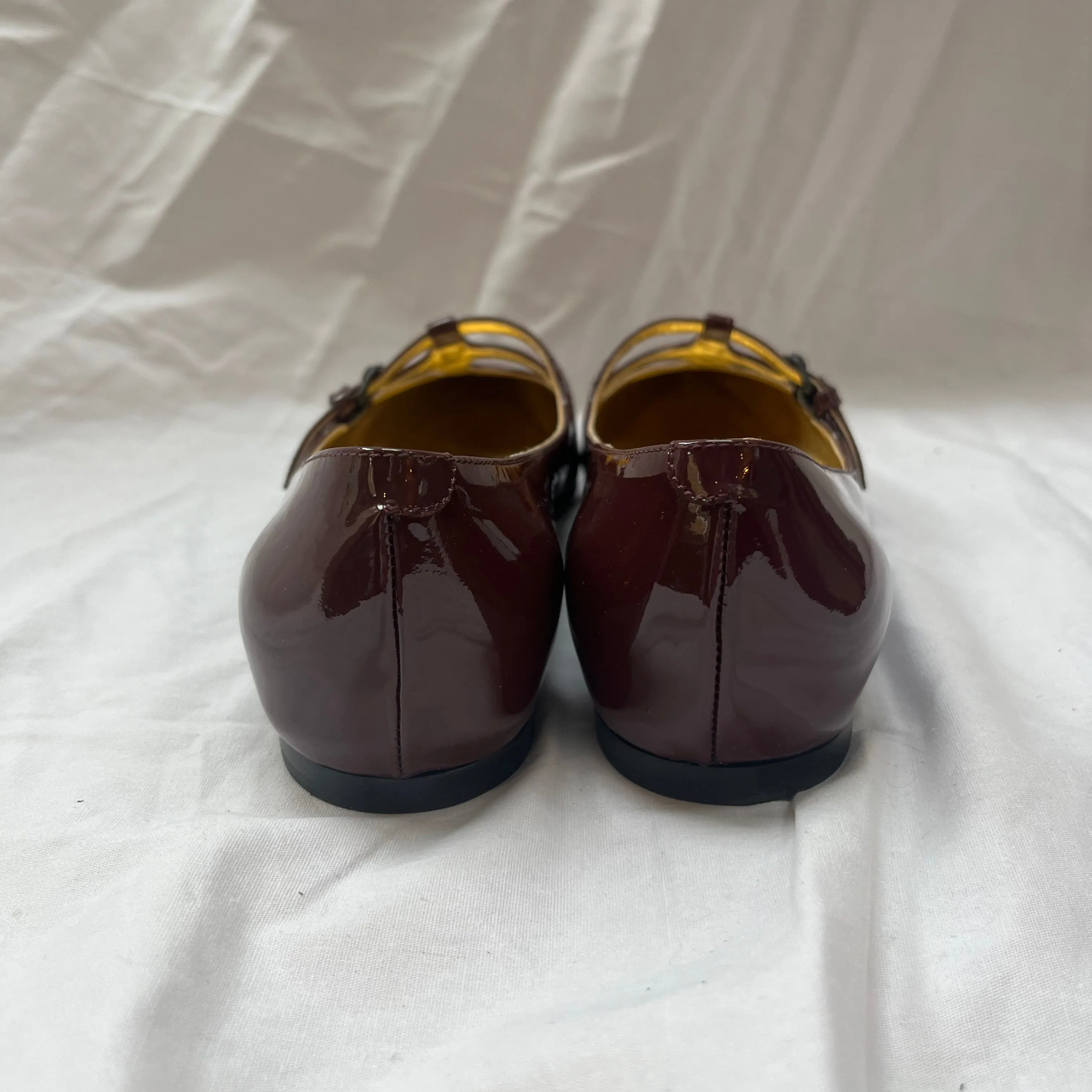 Bottega Veneta Mulberry Patent Pointed Flats 37 - Buy Online