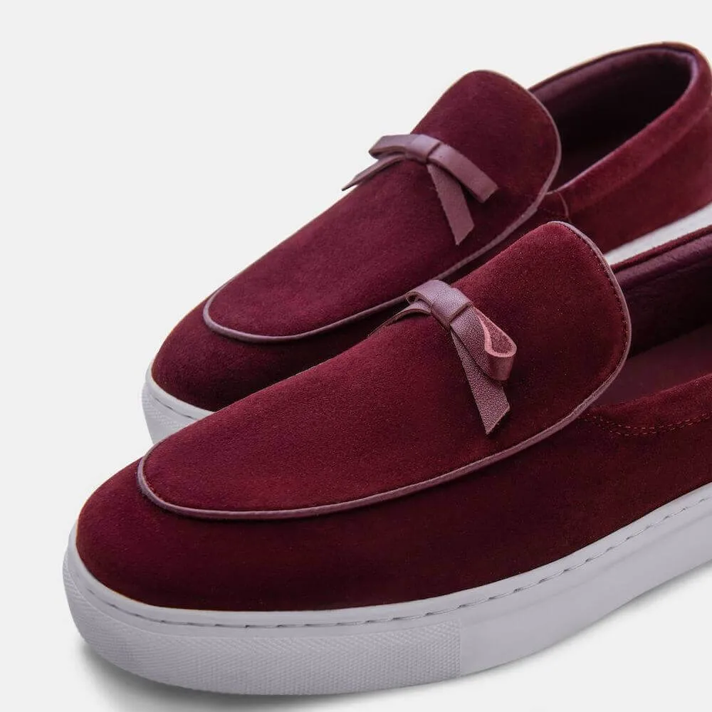 Burgundy Suede Belgian Loafer Sneakers