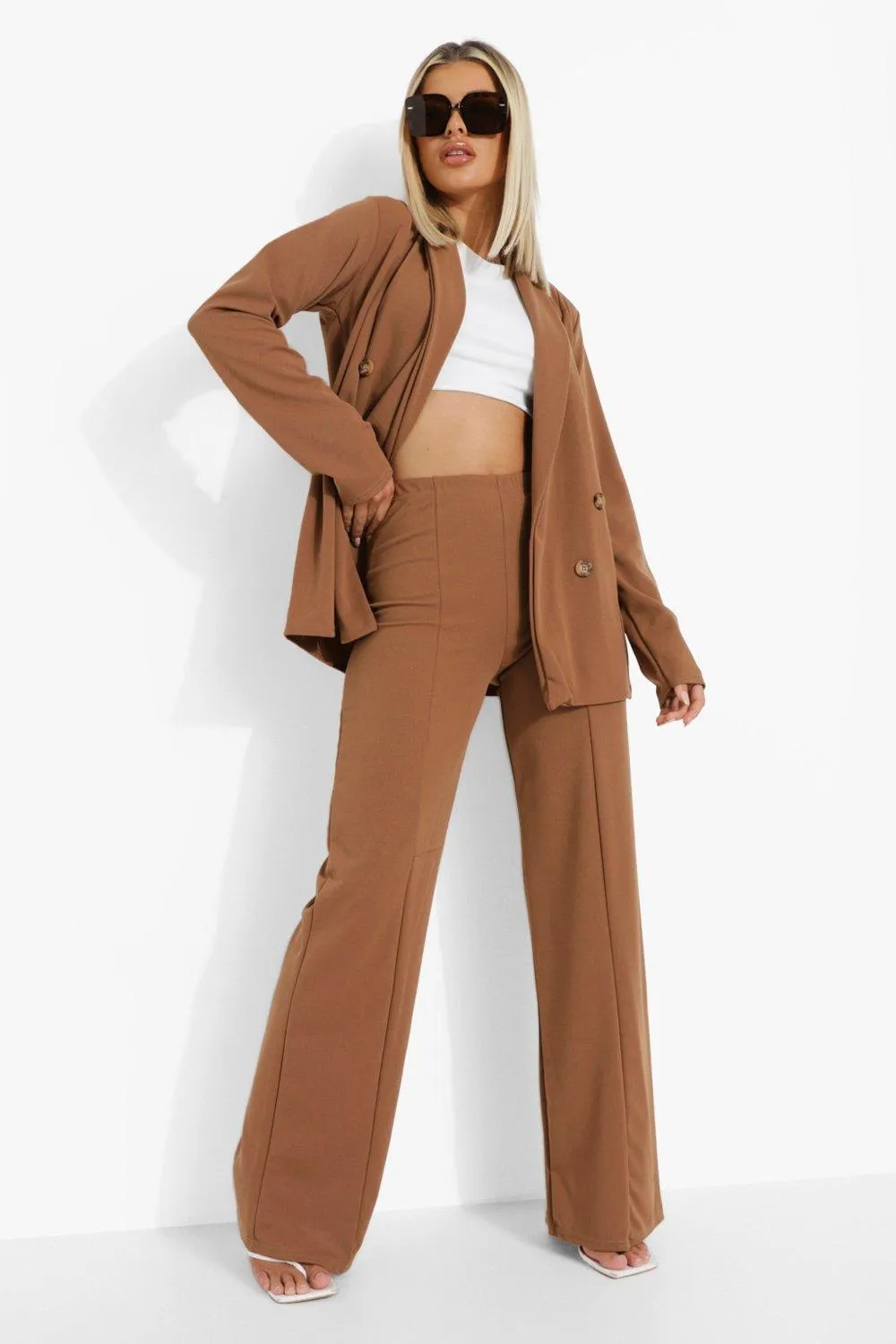 Button Front Blazer & Seam Front Pants Set