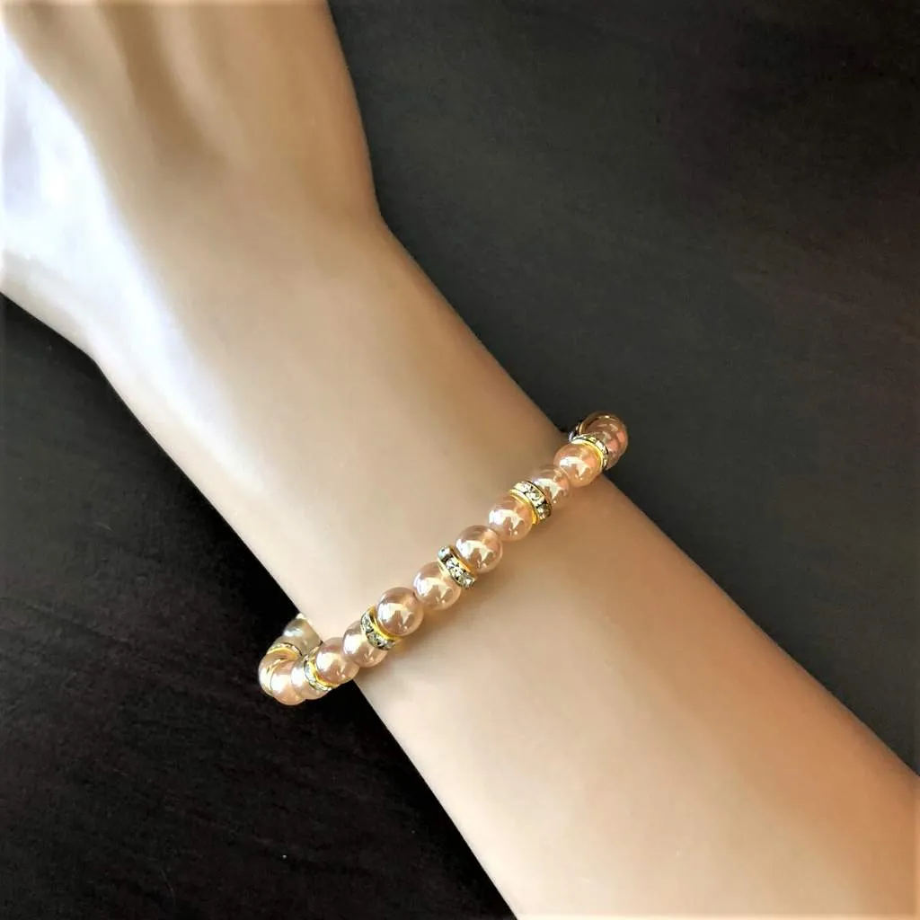 Champagne Glass and Crystal Beaded Stretch Bracelet - Buy Now!