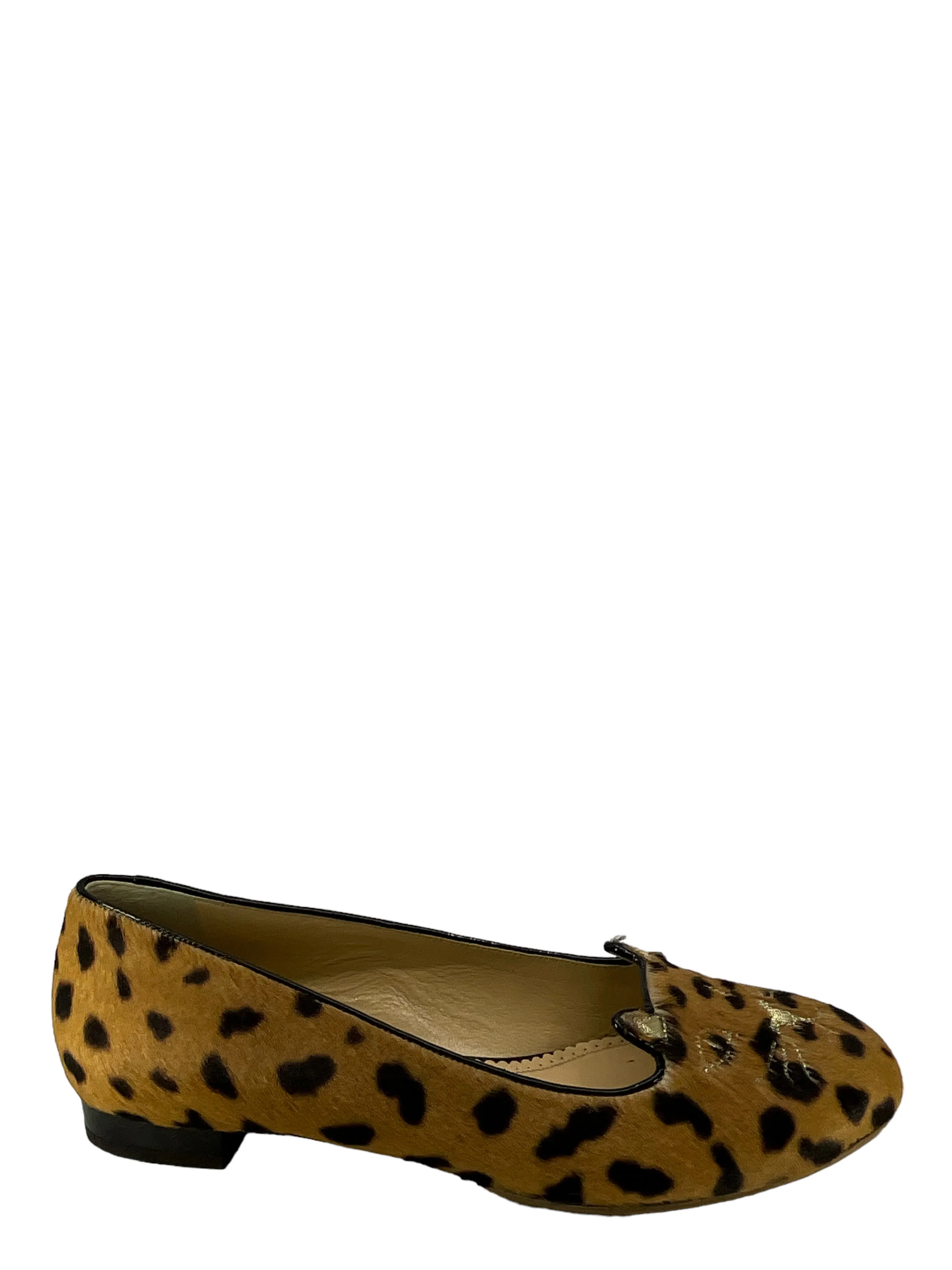 Charlotte Olympia Leopard Print Kitty Cat Flats Size 11